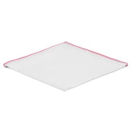 Pañuelo de bolsillo blanco con bordes rosa claro
