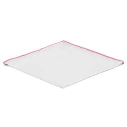 Classic White & Light Pink Edge Linen Pocket Square