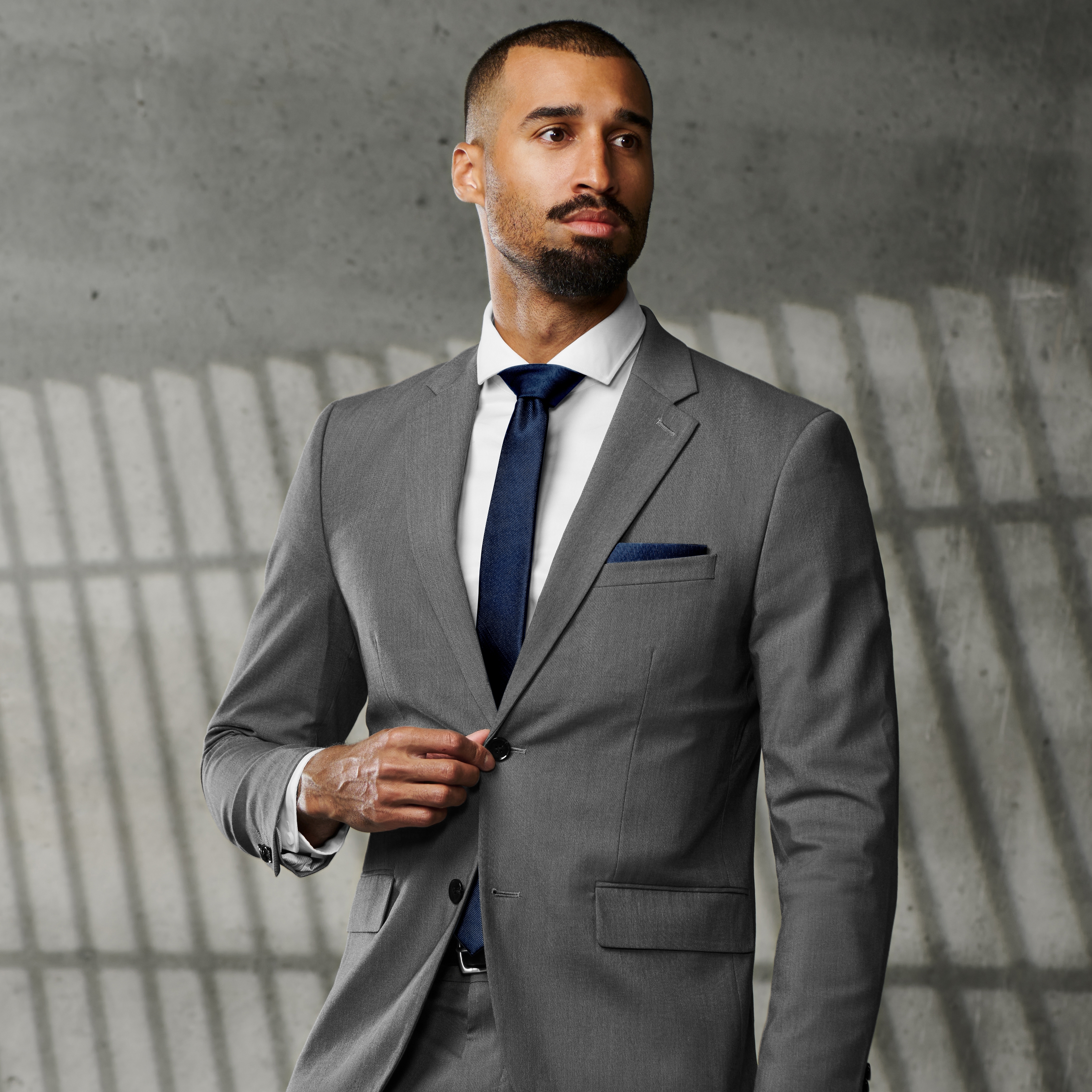 Navy Blue Grosgrain Pocket Square - 2