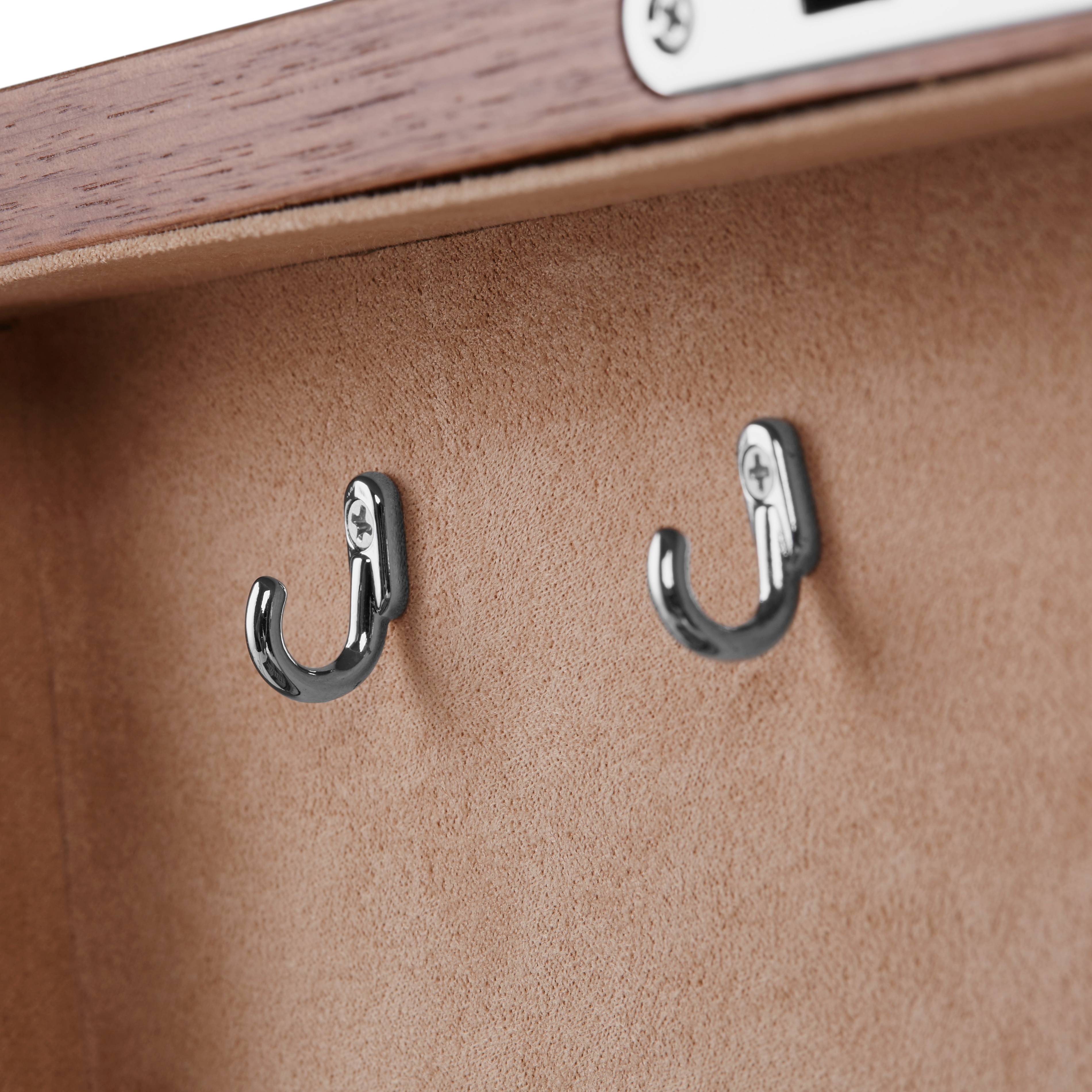 Lockable Silver-Tone Walnut Wood Jewellery Box - 6