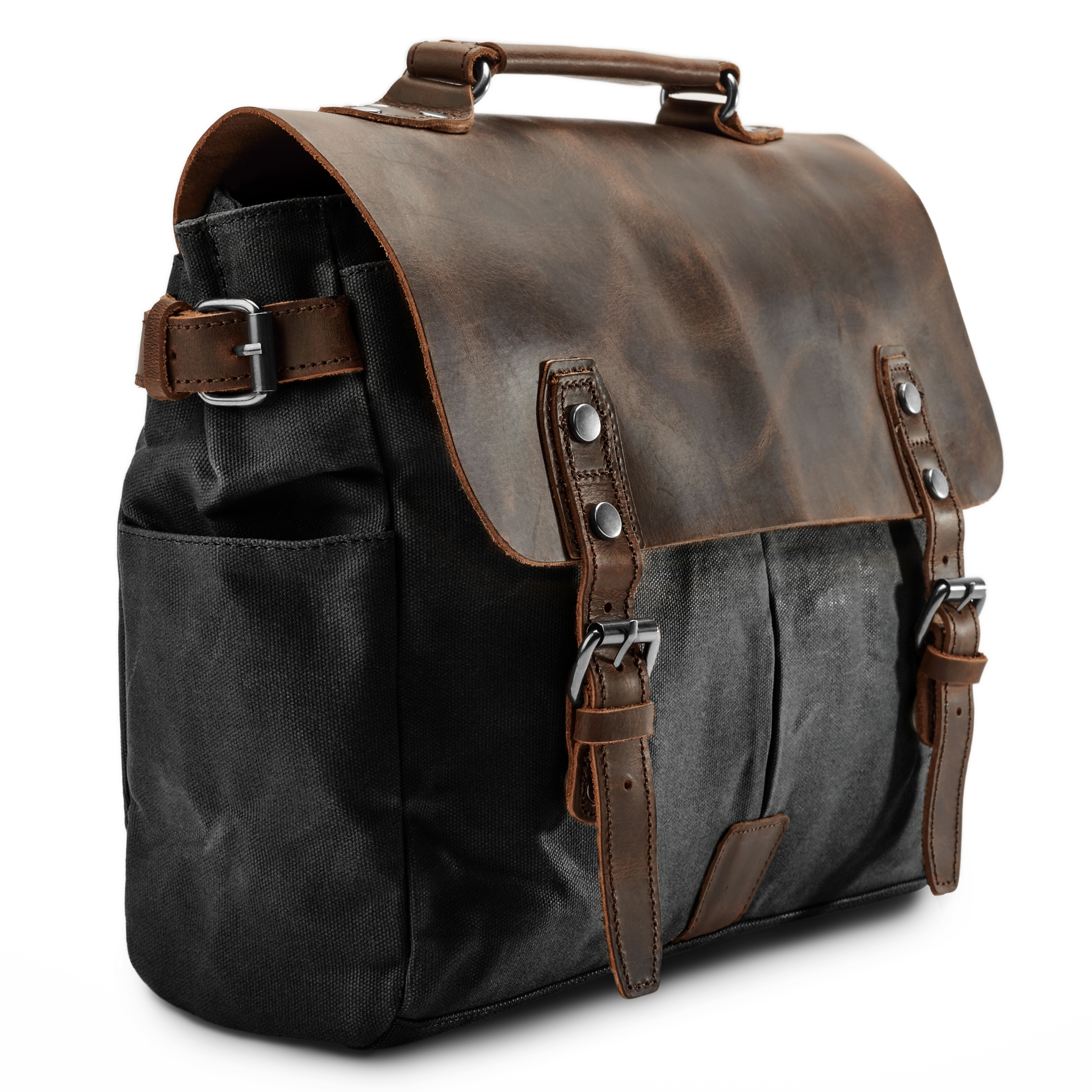 Черна ретро куриерска чанта - 4