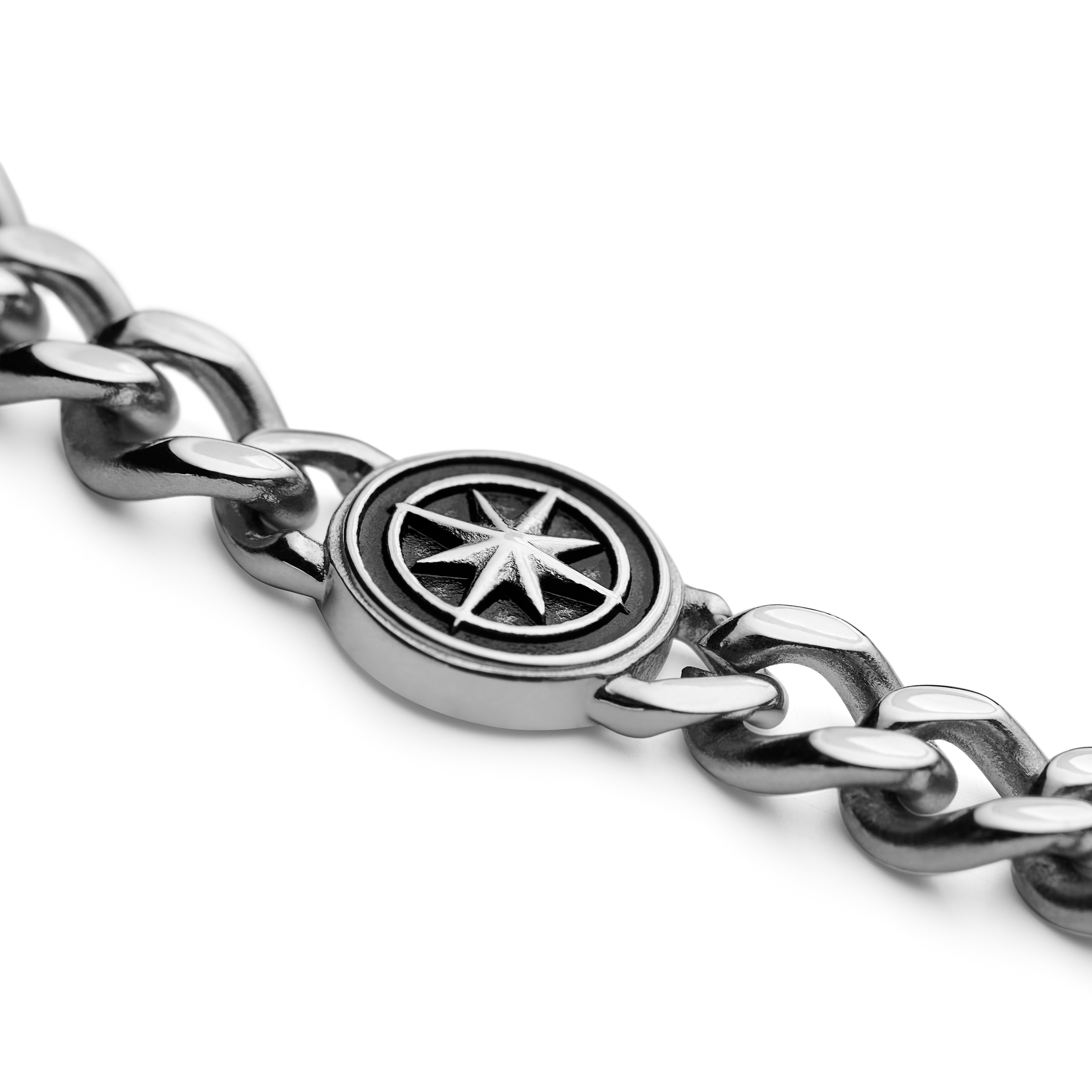 Atlas | Silver-tone Stainless Steel North Star Bracelet - 8