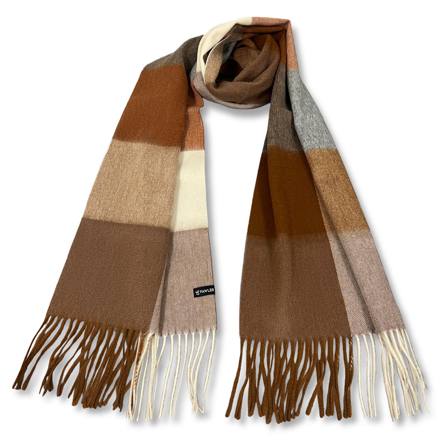 Aurora | Écharpe en laine d'agneau à carreaux orange & gris Aurora | Écharpe en laine d'agneau à carreaux orange & gris
