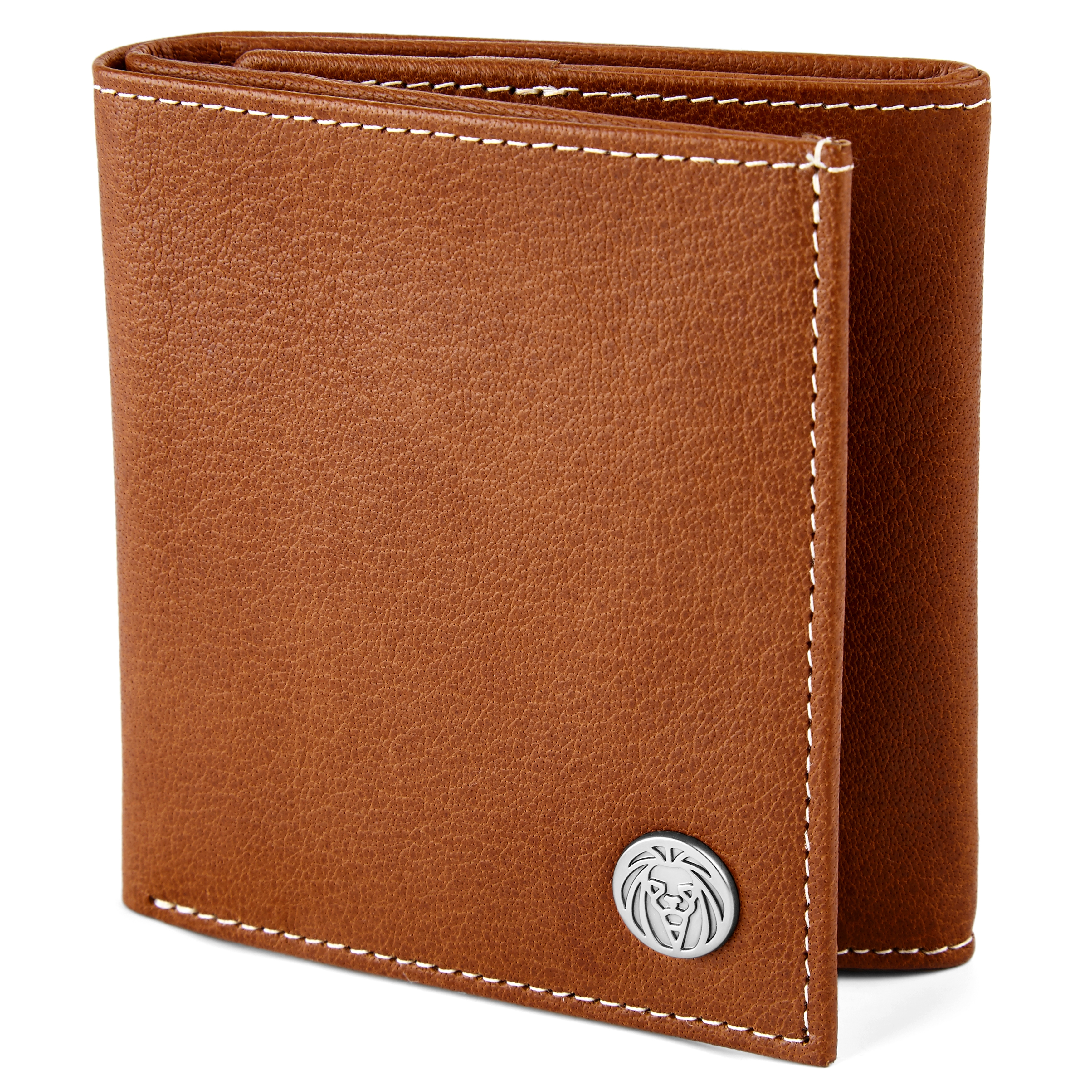 Cartera de cuero sencilla canela Oxford  - 1