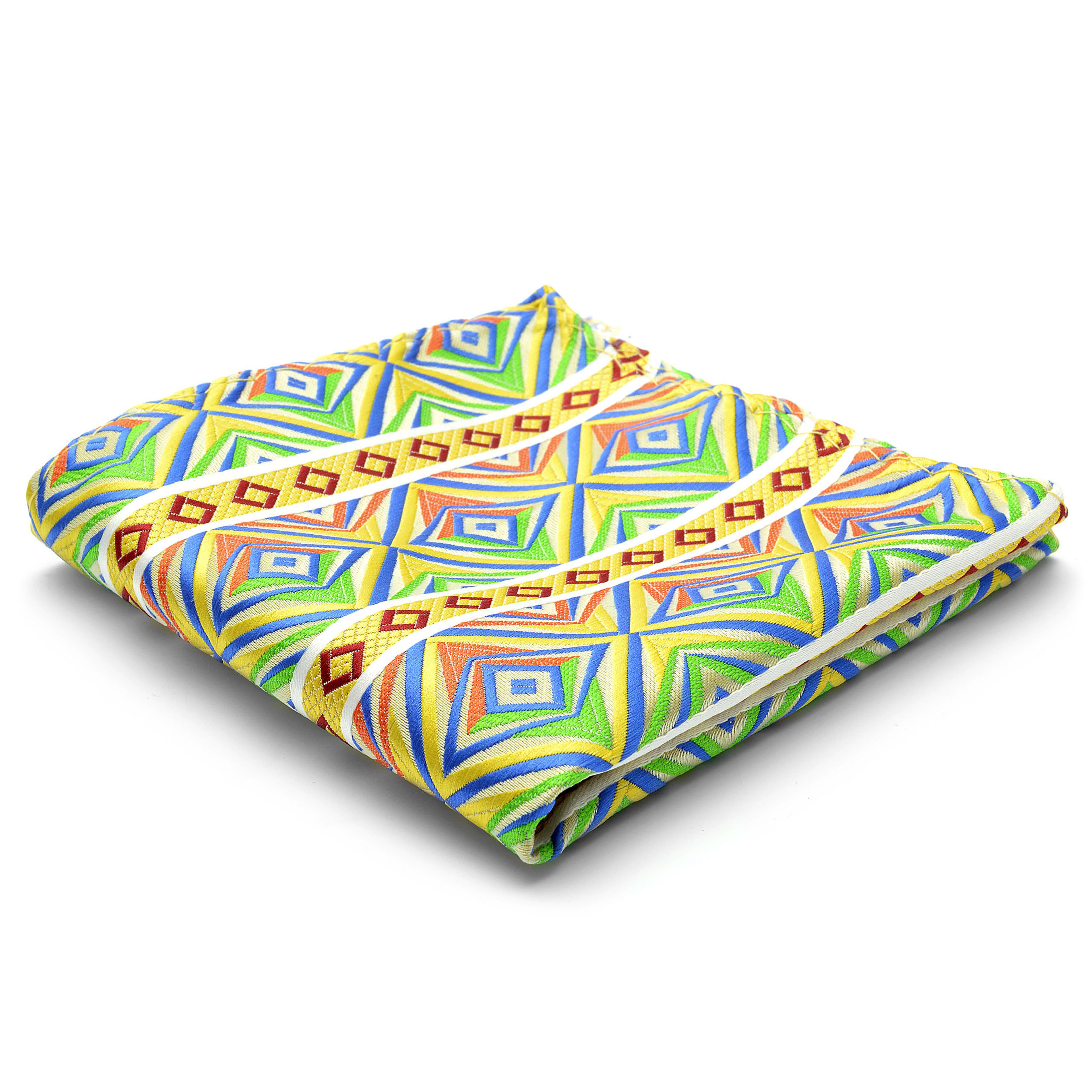 Vibrant Multicolor Patterned Silk Pocket Square