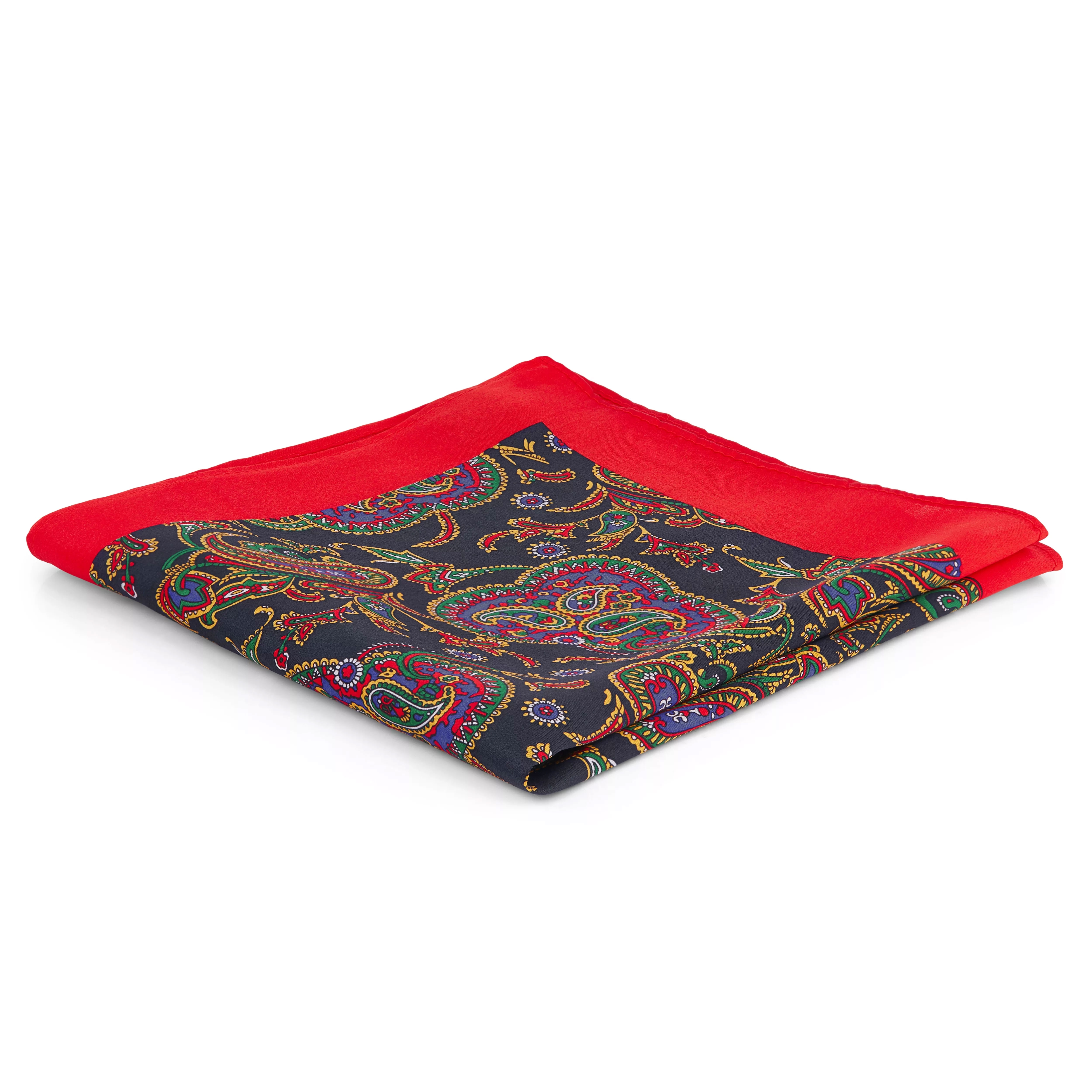 Dristig Rødt Lommetørkle med Paisleymønster - 1
