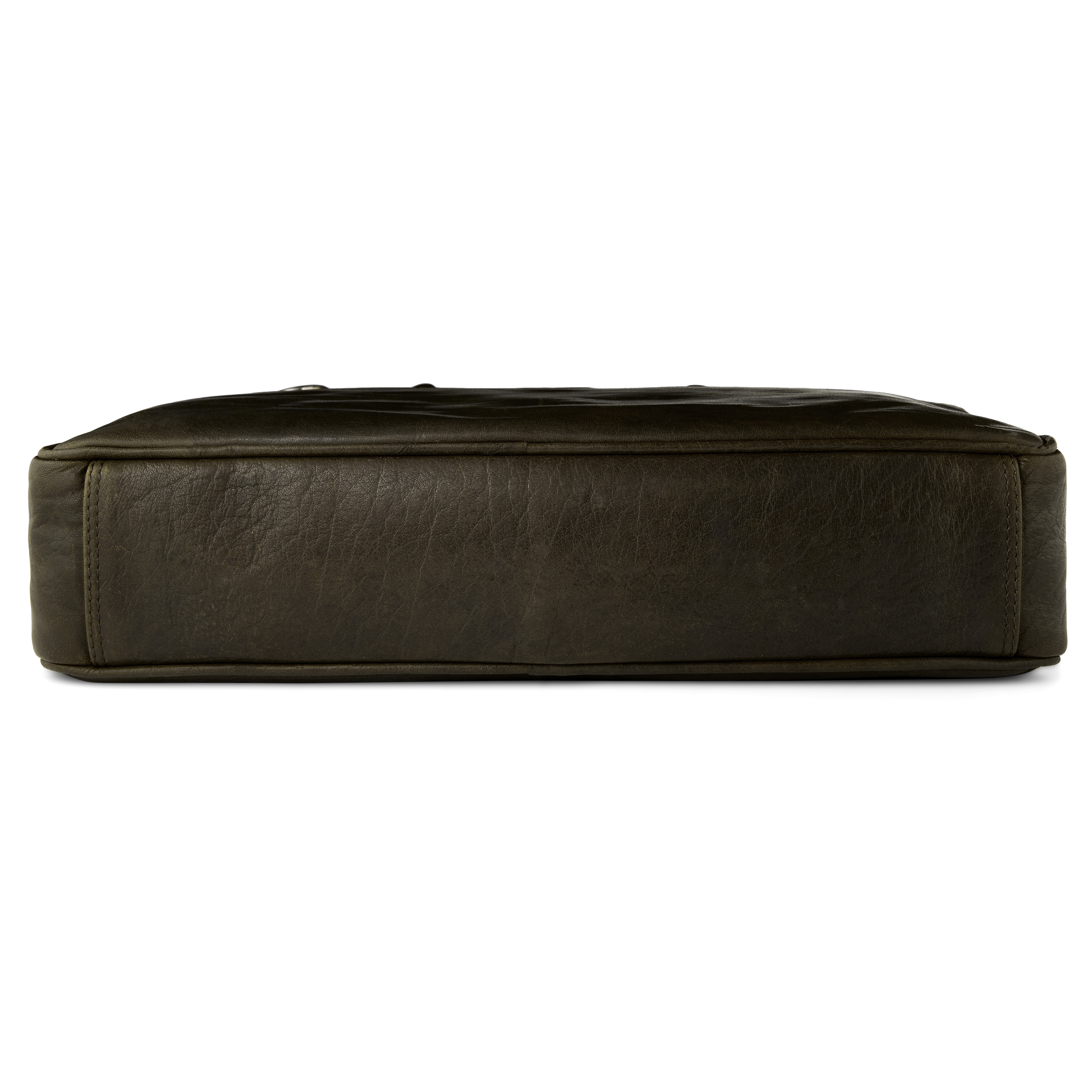 Маслиненозелена кожена бизнес чанта с два ципа Montreal - 6