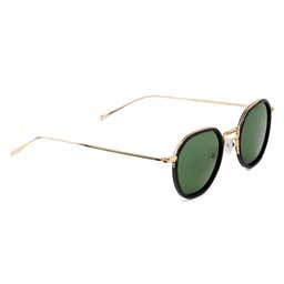 Wylie Thea Gold-Tone & Green Polarised Sunglasses - 3 - gallery