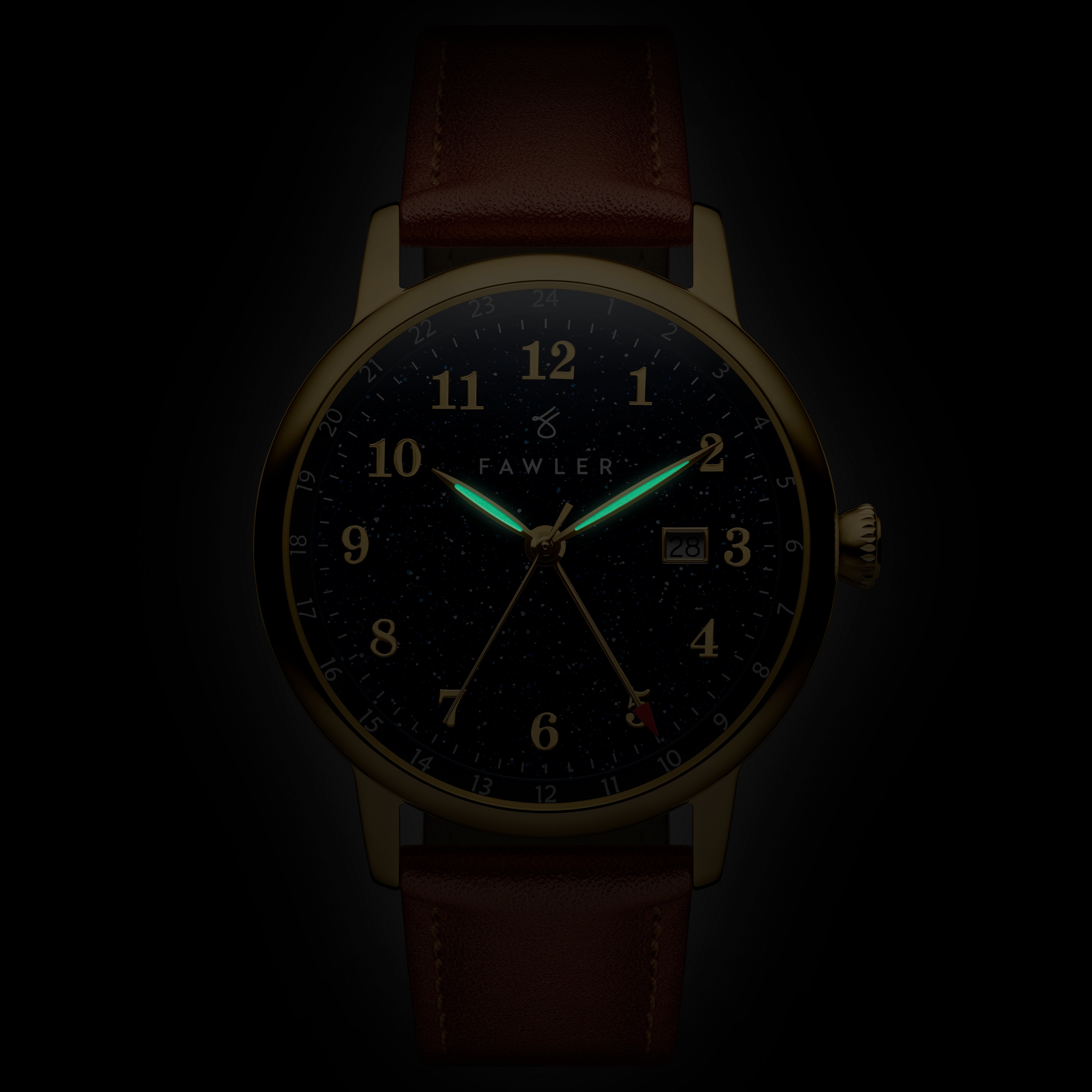 Night Sky | Montre GMT en acier doré à cadran orné d'aventurine - 2