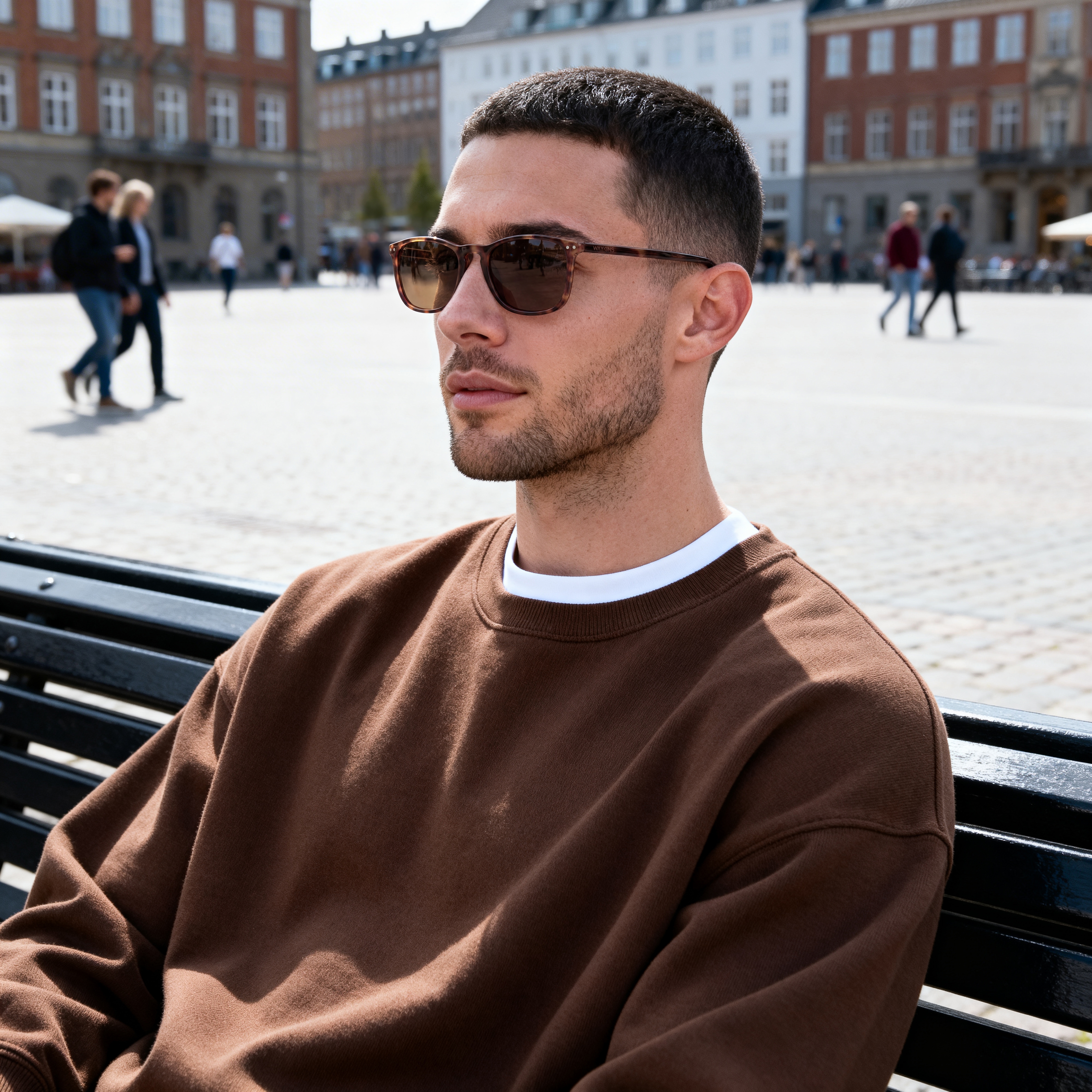 Wade | Rechteckige Sonnenbrille mit brauner Linse & Schildpatt-Rahmen - 4