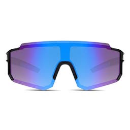 Ochelari de soare sport, supradimensionați, cu negru&albastru
