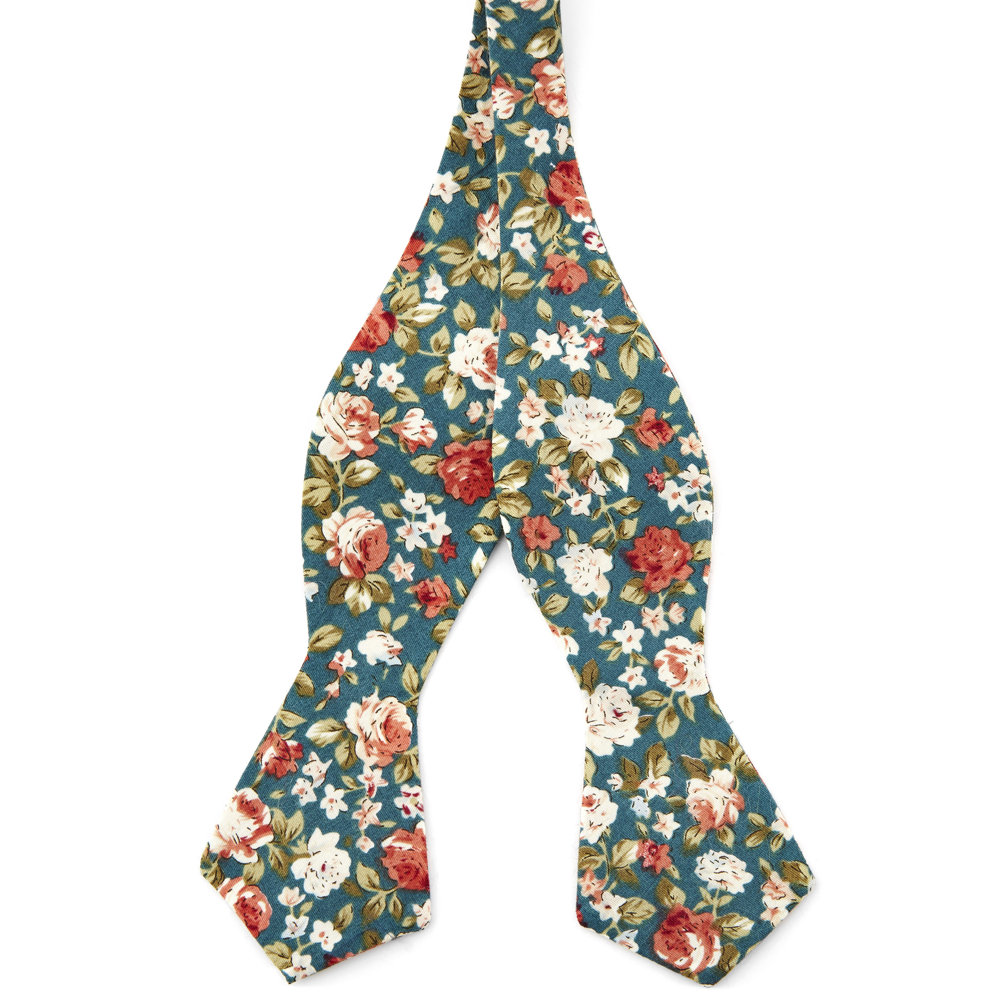 Pajarita para atar floral turquesa - 1