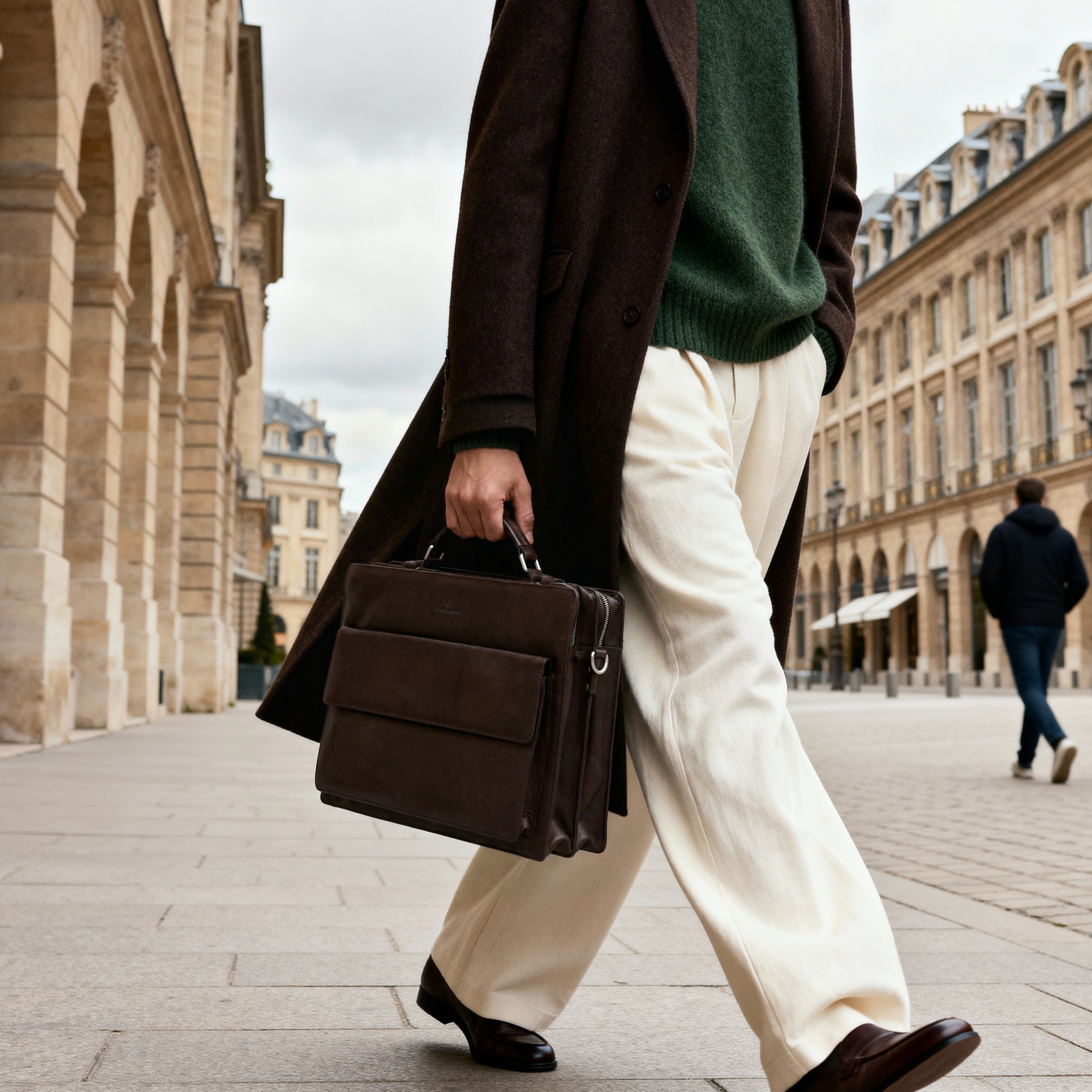 Montreal Kompakt Brun Läderportfölj - 2