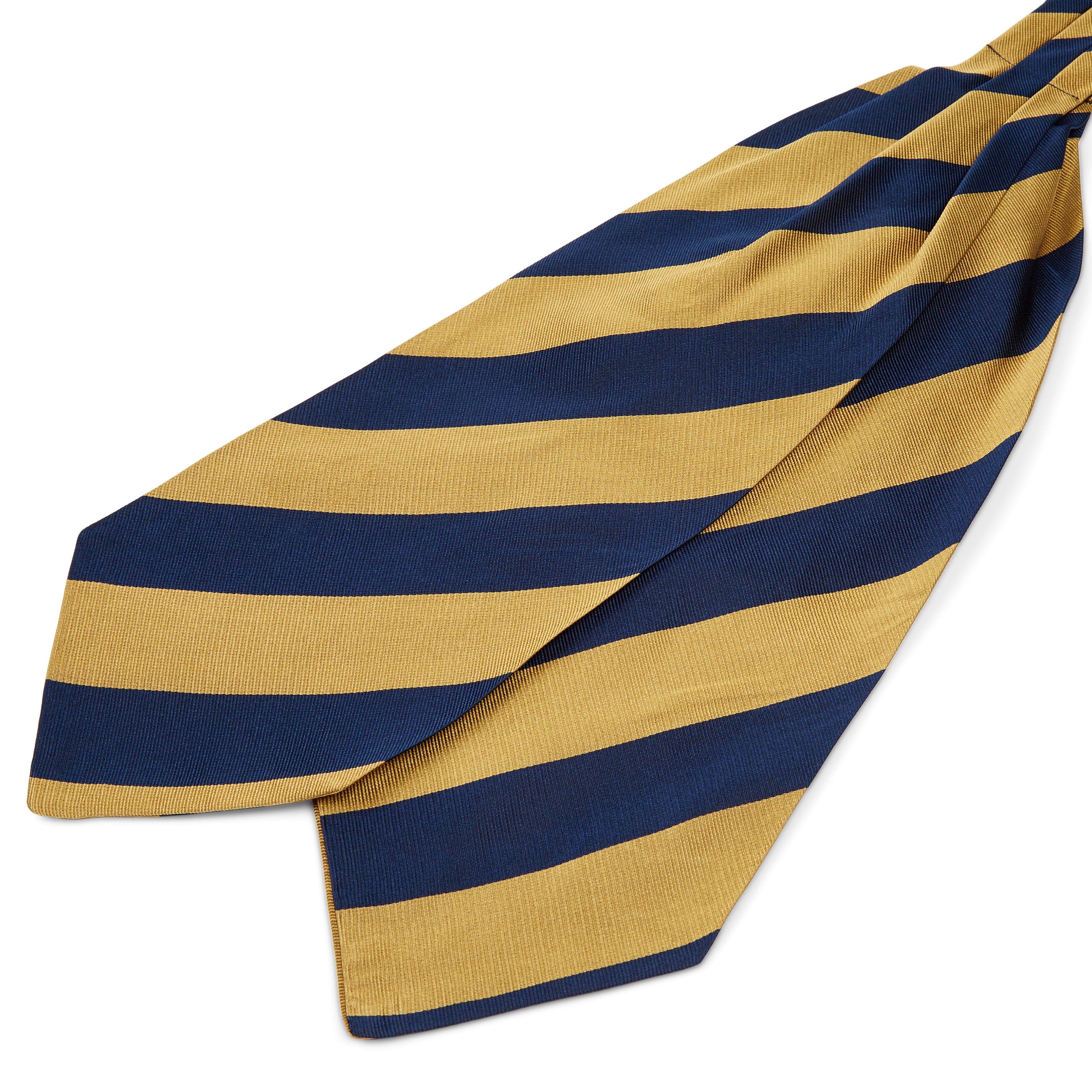 Arany-tengerészkék csíkos selyem kravátli
