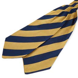 Navy Blue & Gold-Tone Striped Silk Cravat