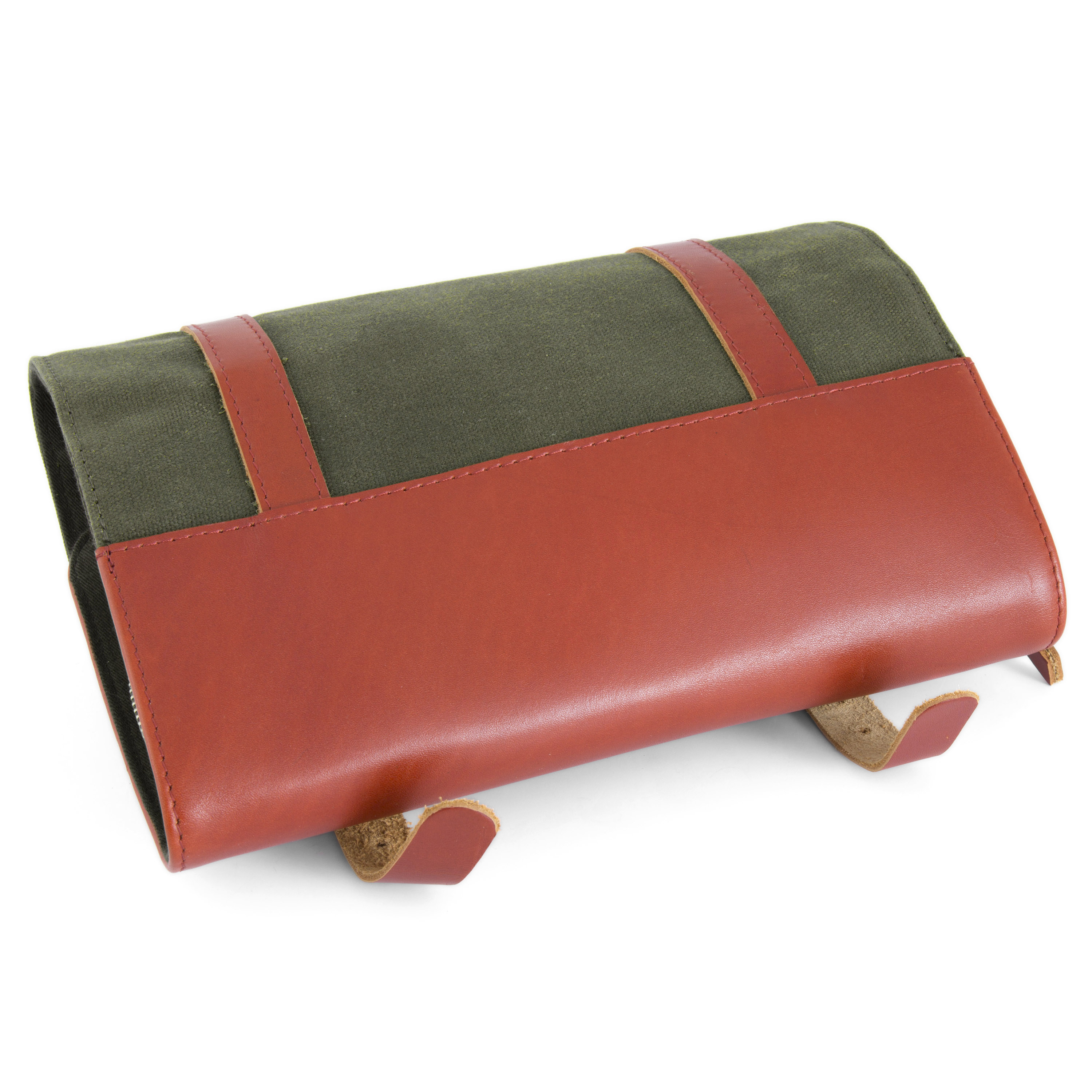 Olive Waxed Canvas Roll Out Wash Bag - 5