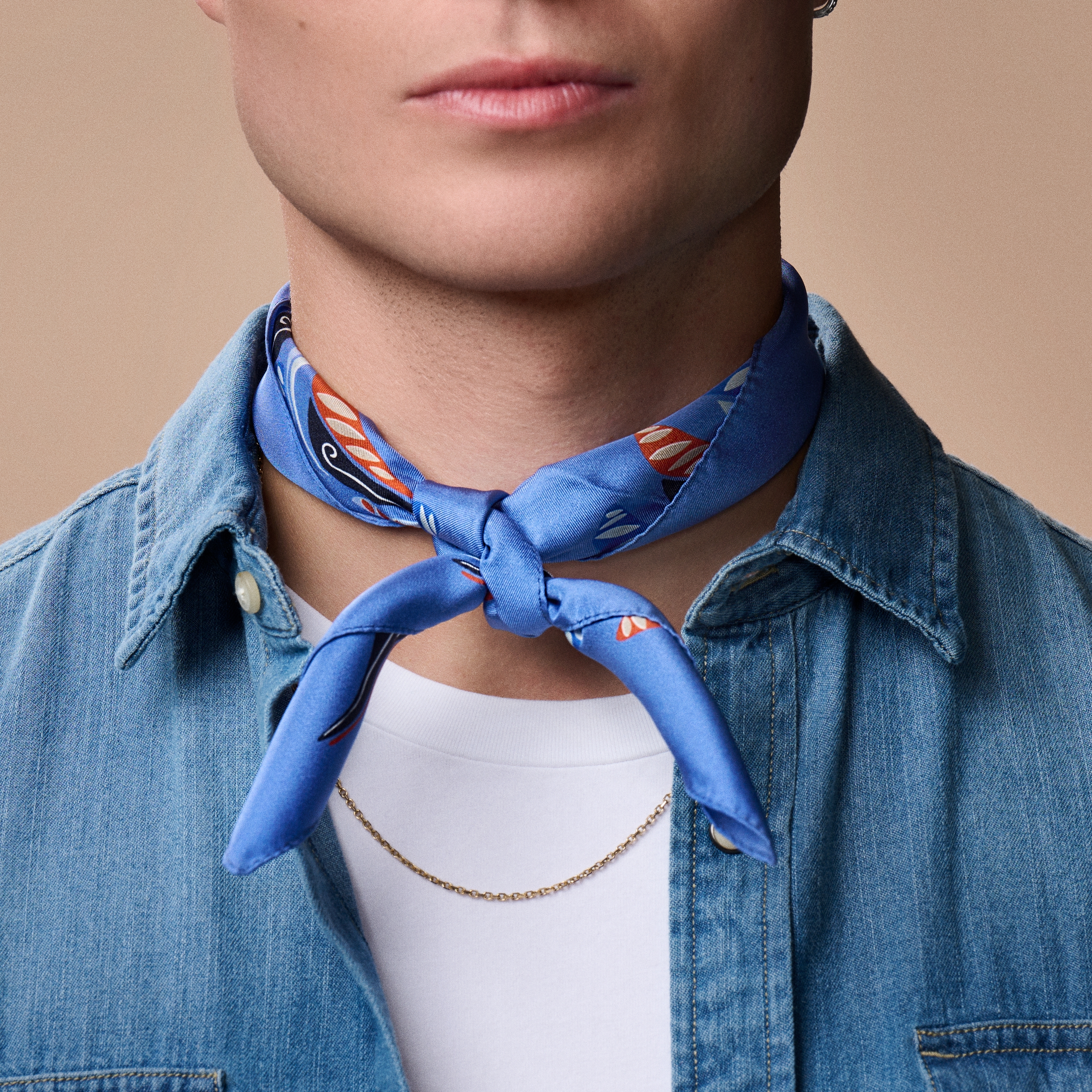 Virtuo | Blue Feather Silk Neckerchief - 2