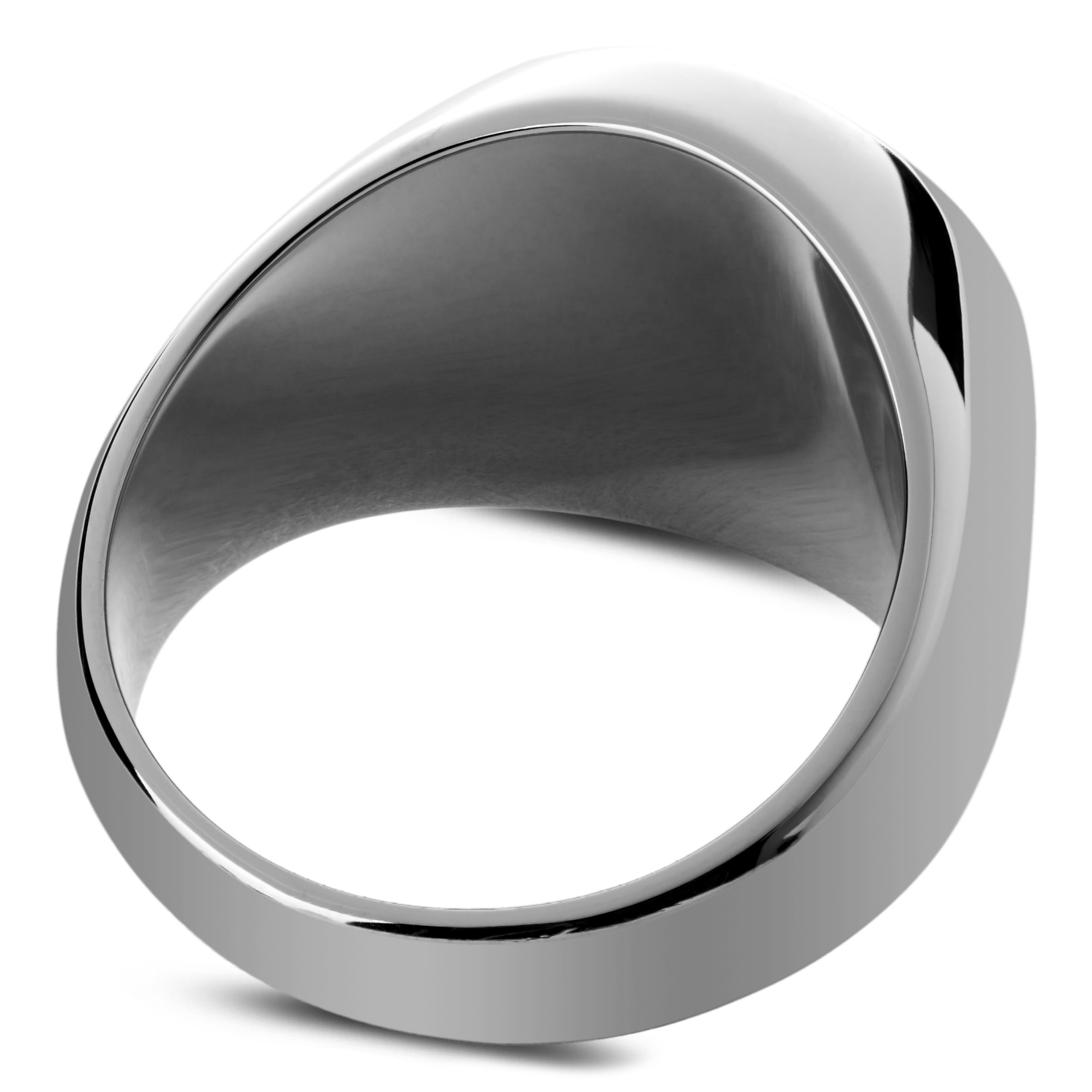 Makt | Silver-Tone Stainless Steel With Madagascar Stone Signet Ring - 4