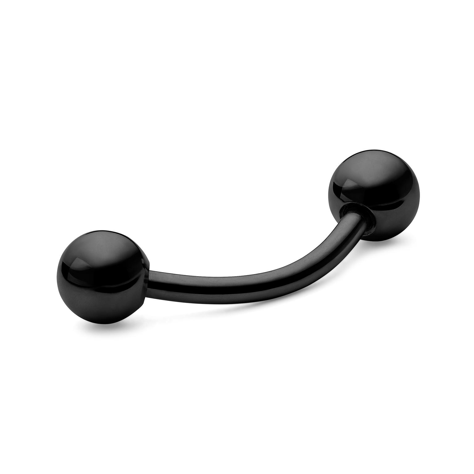 8 mm Gebogene kleine Barbell aus schwarzem Titan mit Kugelspitze 8 mm Gebogene kleine Barbell aus schwarzem Titan mit Kugelspitze