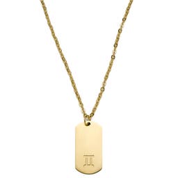 Zodiac | Gold-Tone Gemini Star Sign Dog Tag Cable Chain Necklace
