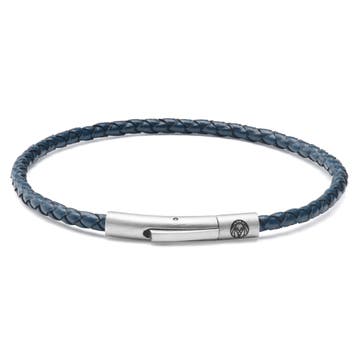 Collins | 3 mm Navy Blue Woven Leather Bracelet