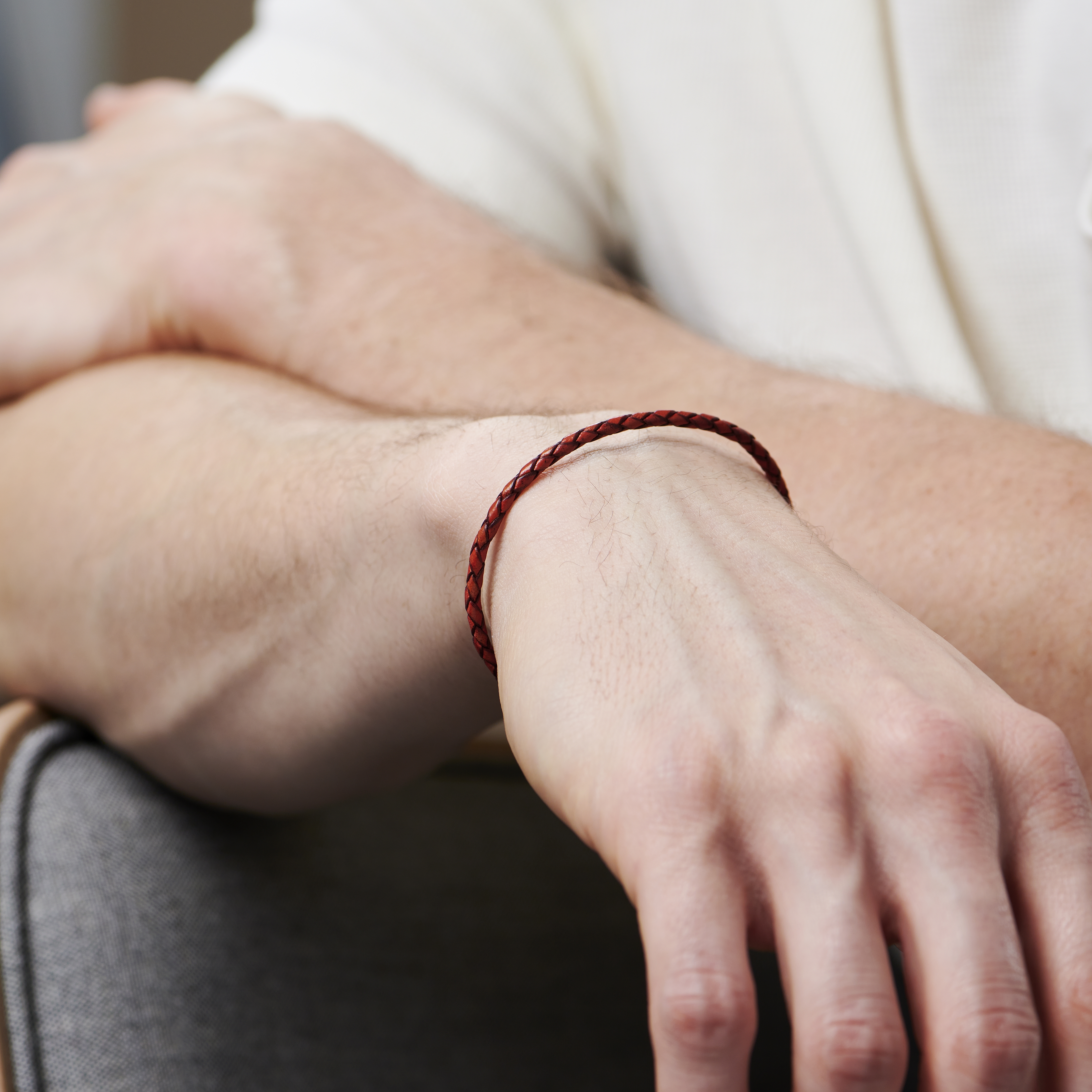 Tynt Brunt Boloflettet Lærarmbånd - 4