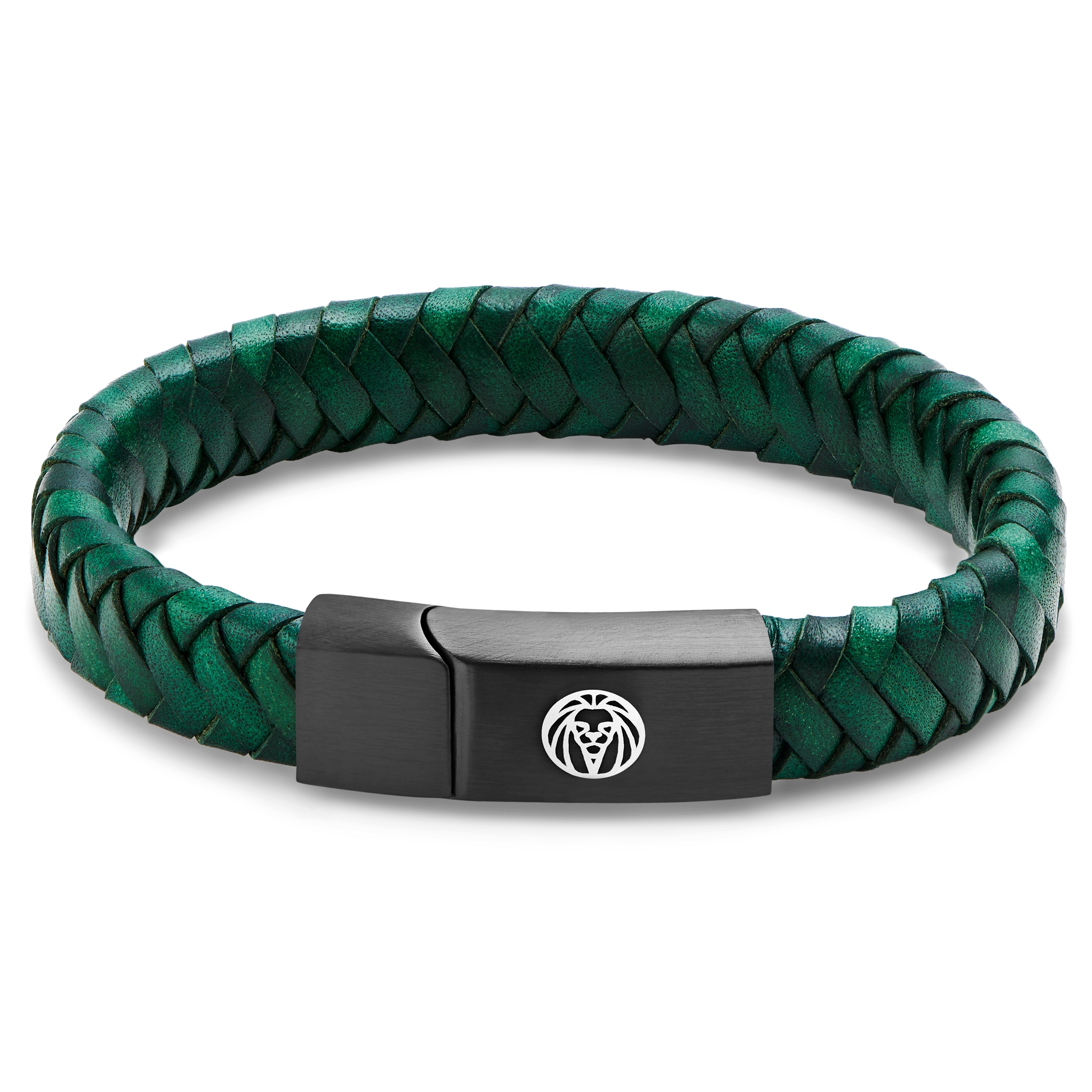 Green Braided Leather Bracelet - 3