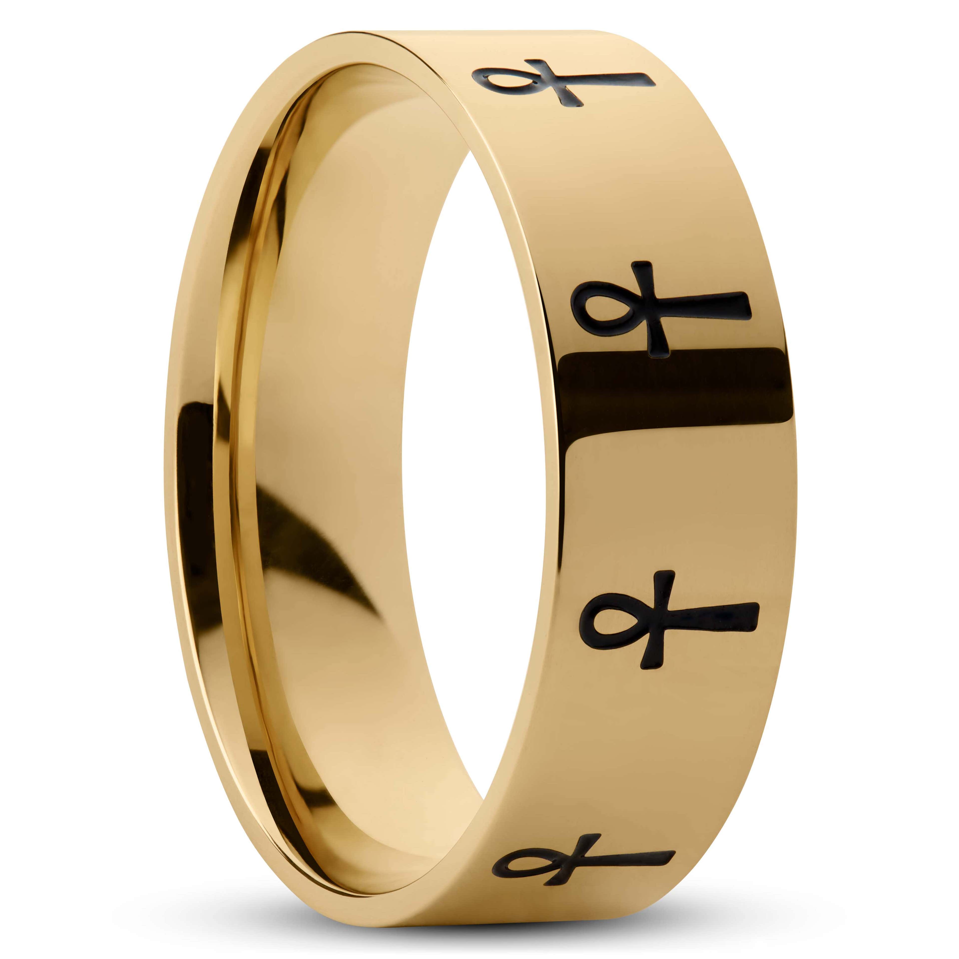 Gold-Tone Ankh Ring
