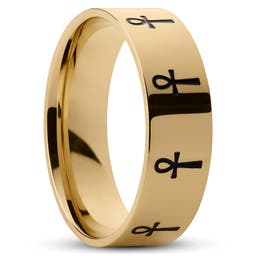 Goldfarbener Ankh-Ring