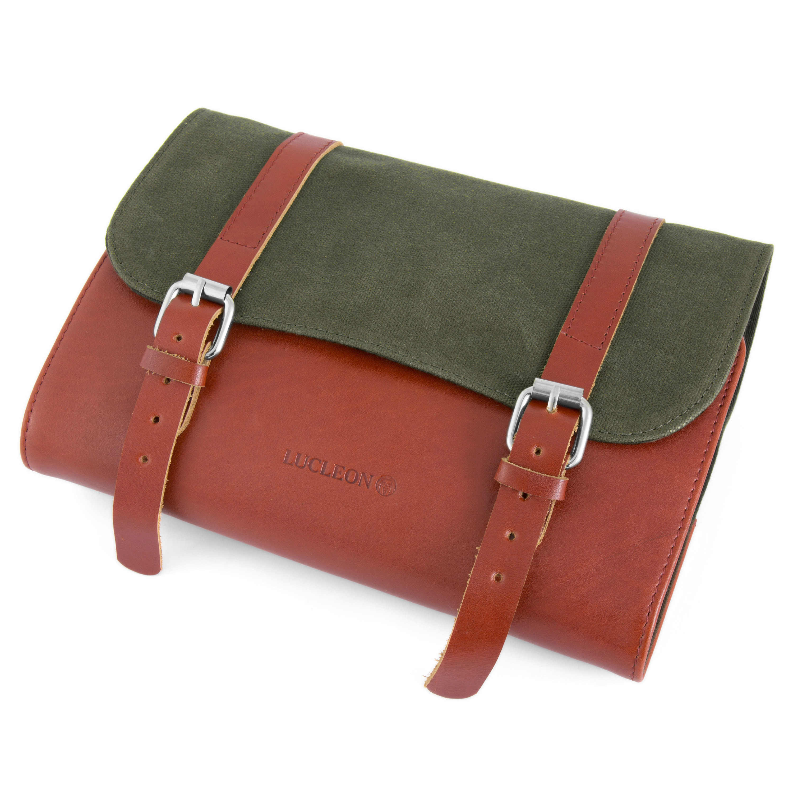 Olive Waxed Canvas Roll Out Wash Bag - 3