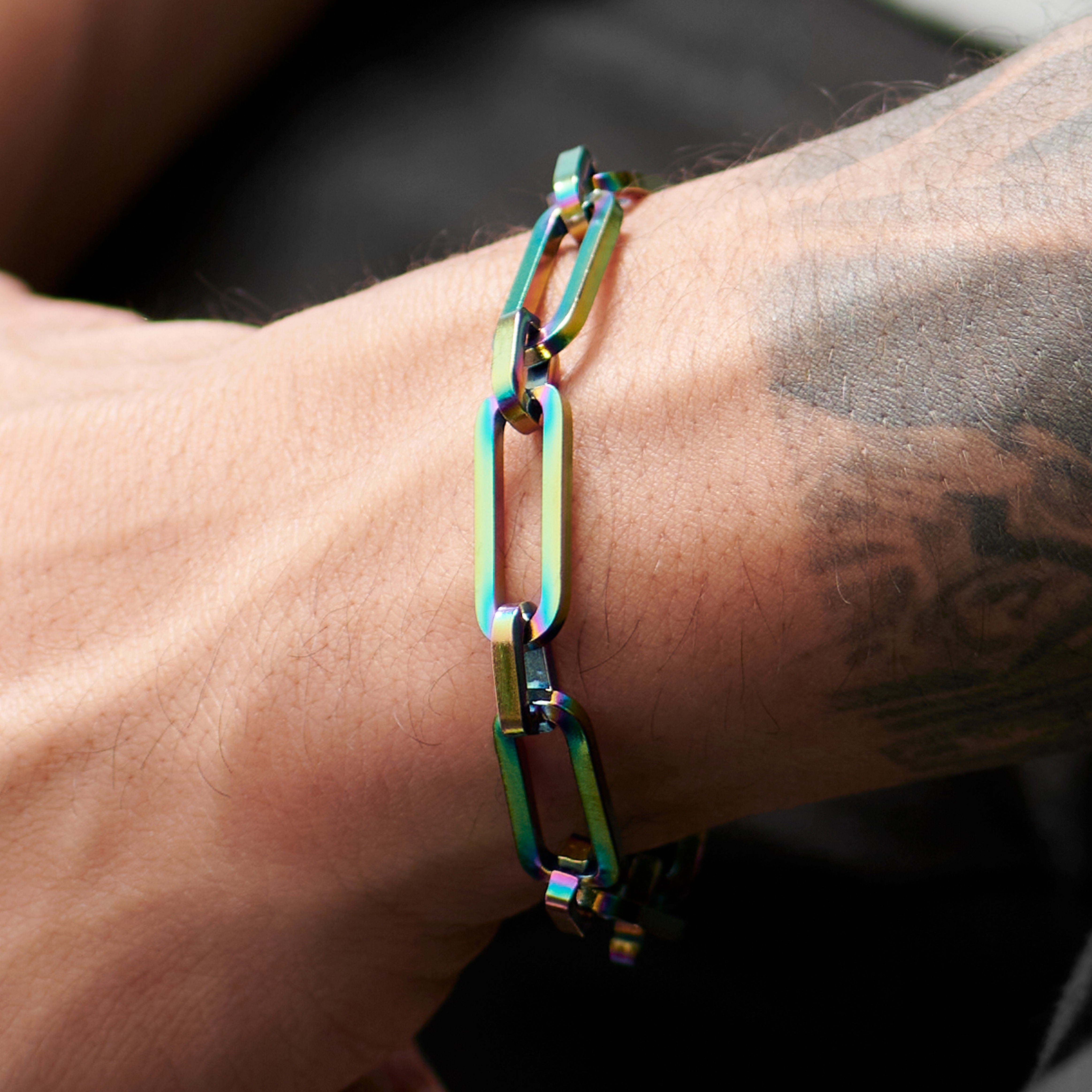 Lucleon Men's Engravable Amager Rainbow Cable Chain Bracelet