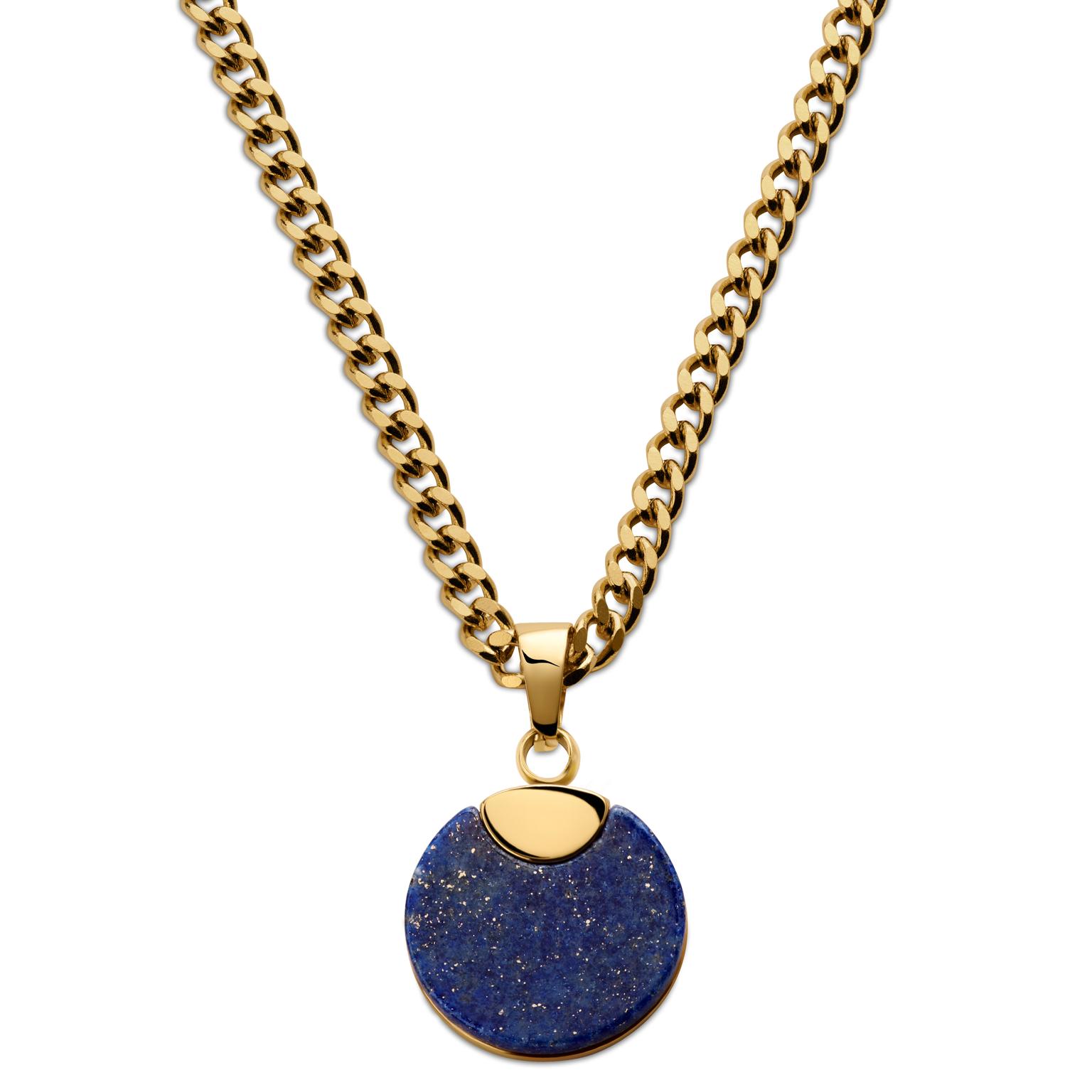 Cruz | Solid Round Gold-Tone Lapis Lazuli Necklace Cruz | Solid Round Gold-Tone Lapis Lazuli Necklace