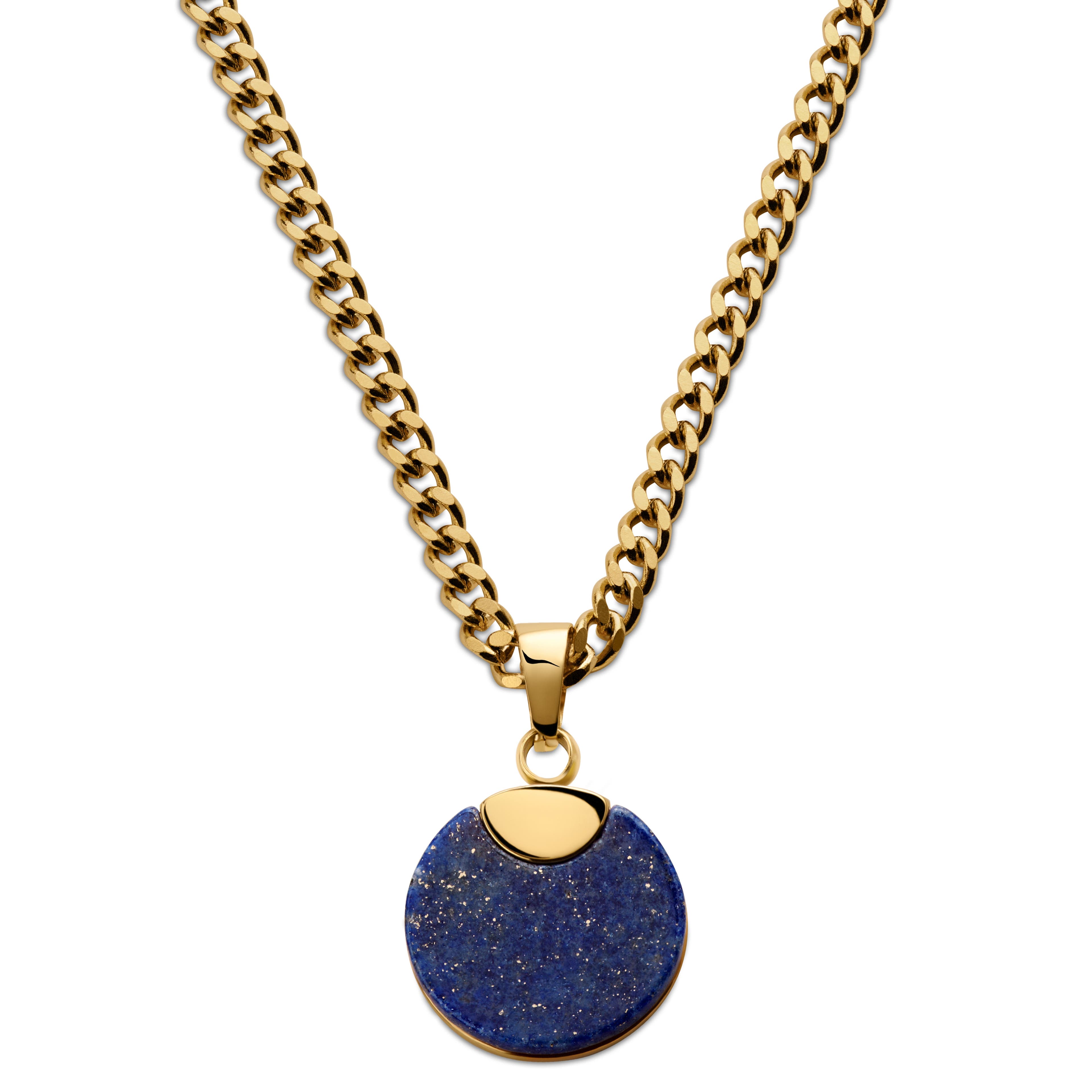 Cruz | Solid Round Gold-Tone Lapis Lazuli Necklace