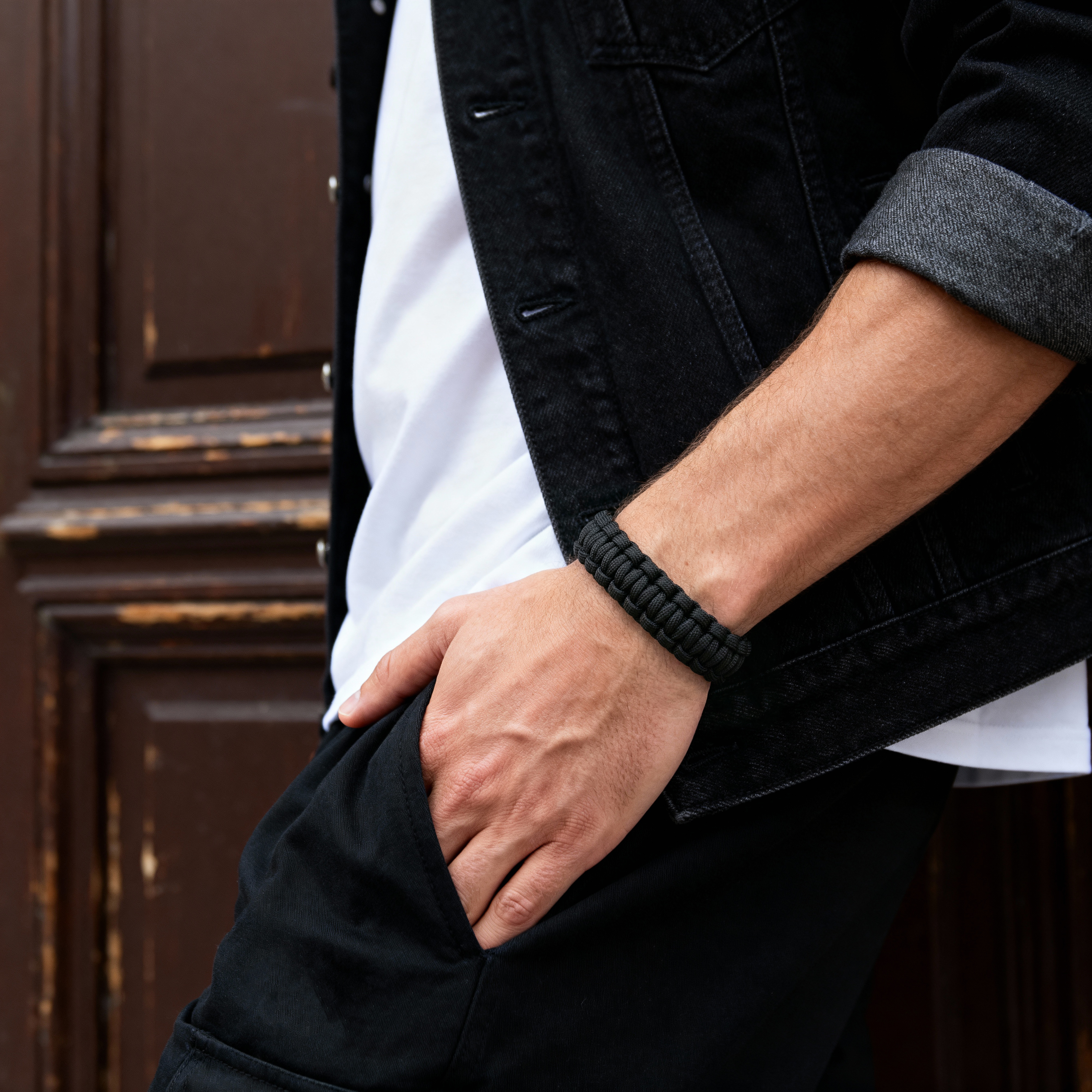 Black Masculine Paracord Bracelet - 2