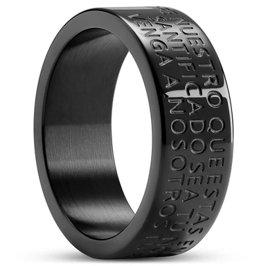 Unity | 1/3" (8 mm) Black Spanish Lord’s Prayer Ring Unity | 1/3" (8 mm) Black Spanish Lord’s Prayer Ring