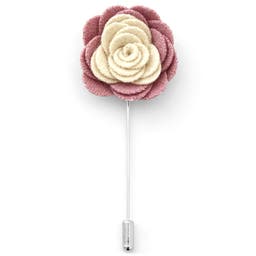 Soft Cream & Pink Lapel Flower