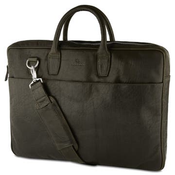 Montreal Double Zip Executive Olive Leather Bag