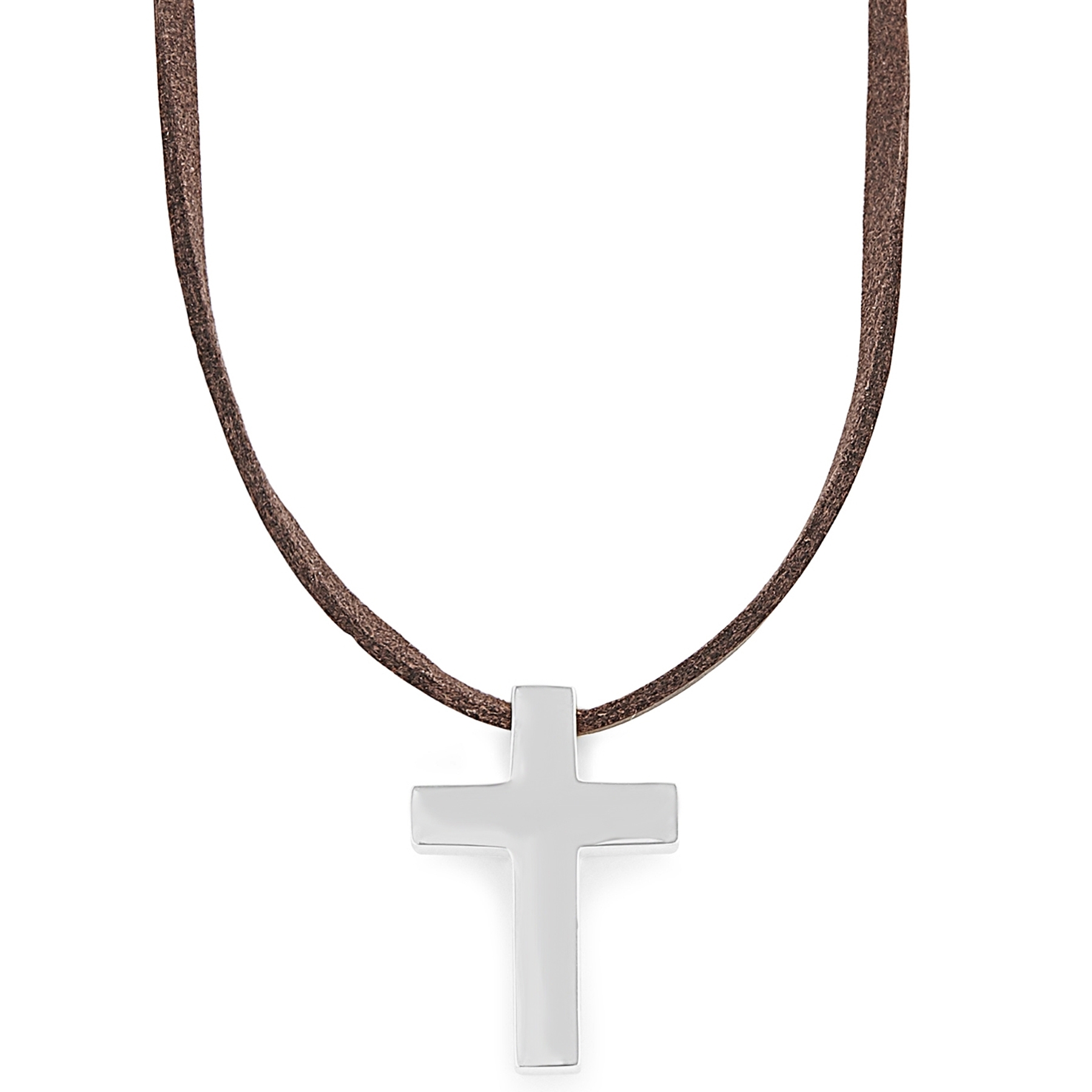 Novica Artisan Crafted Men's Sterling Leather Cross Necklace - QVC.com