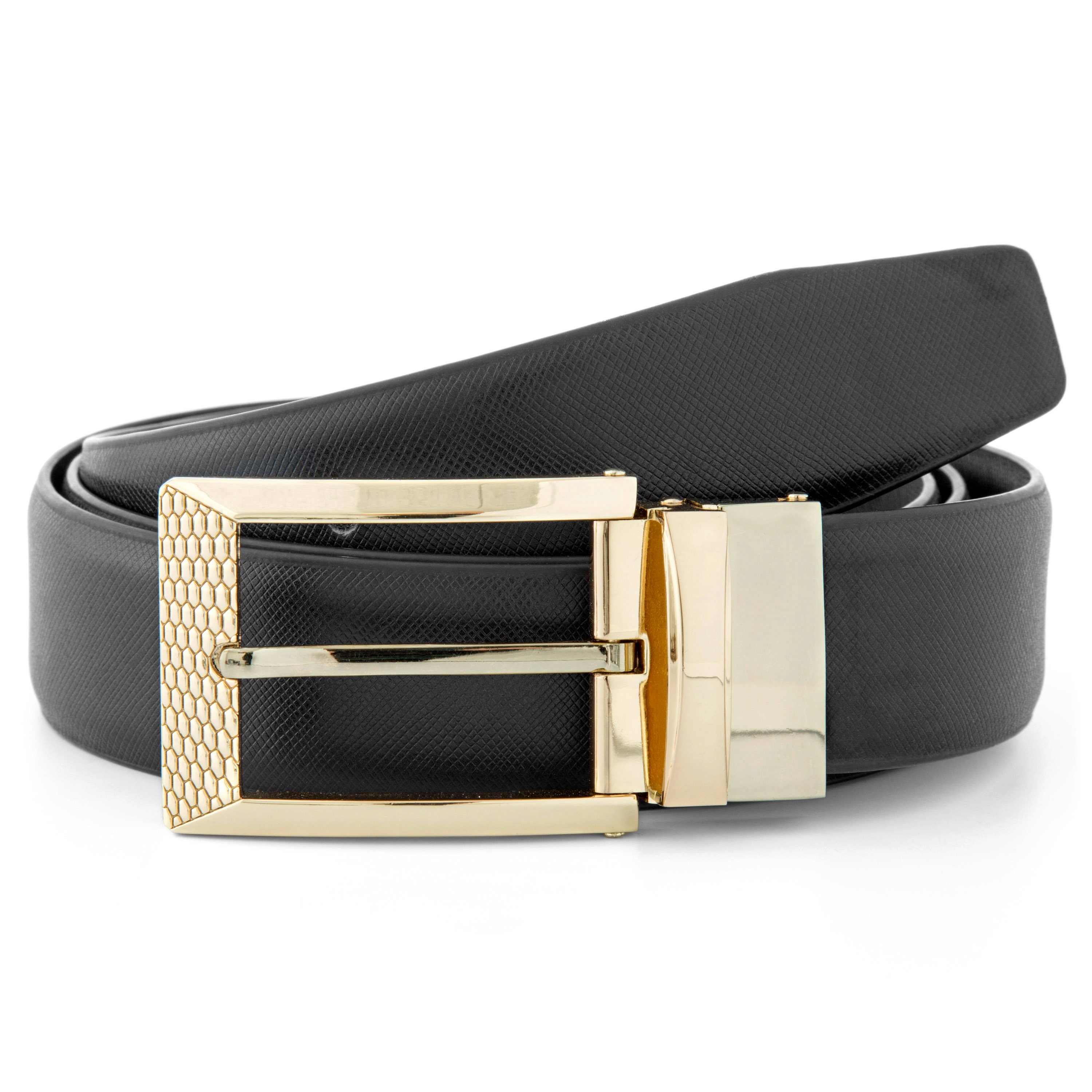 Elegante Leren Riem met Gouden Patroon - 1