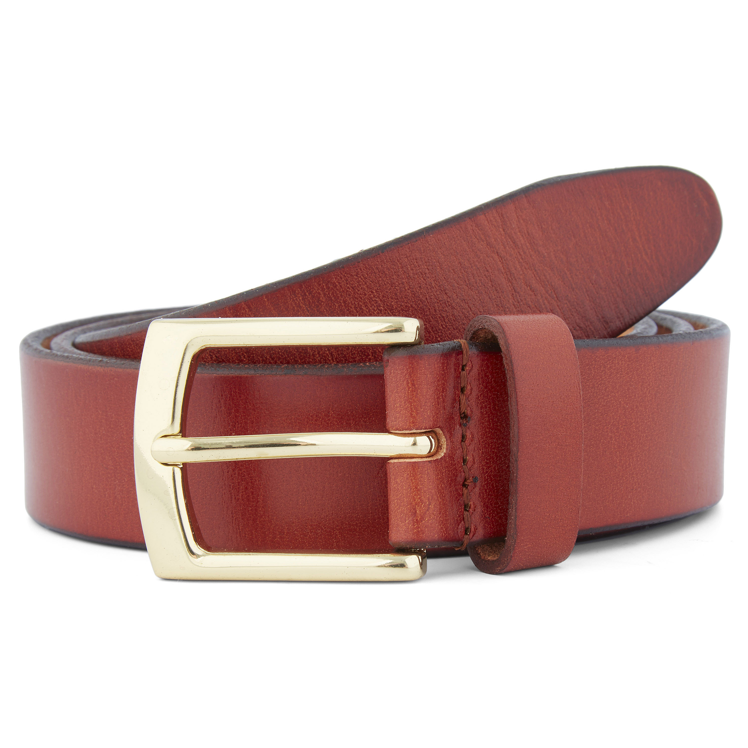 Bruine & Goudkleurige Klassieke Leren Rawhide Riem