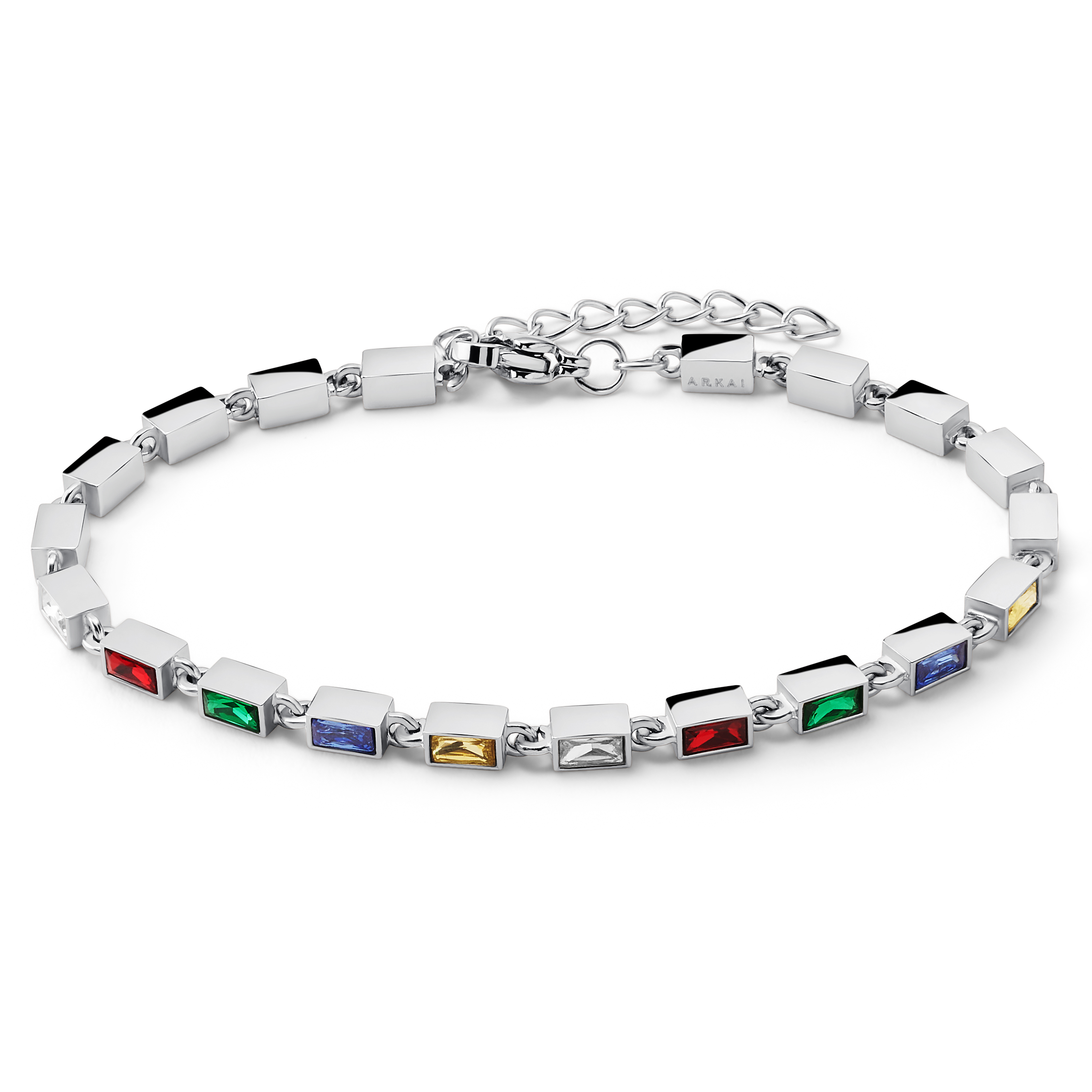Facet | Silvertonat armband med flerfärgade kristallglasstenar - 2