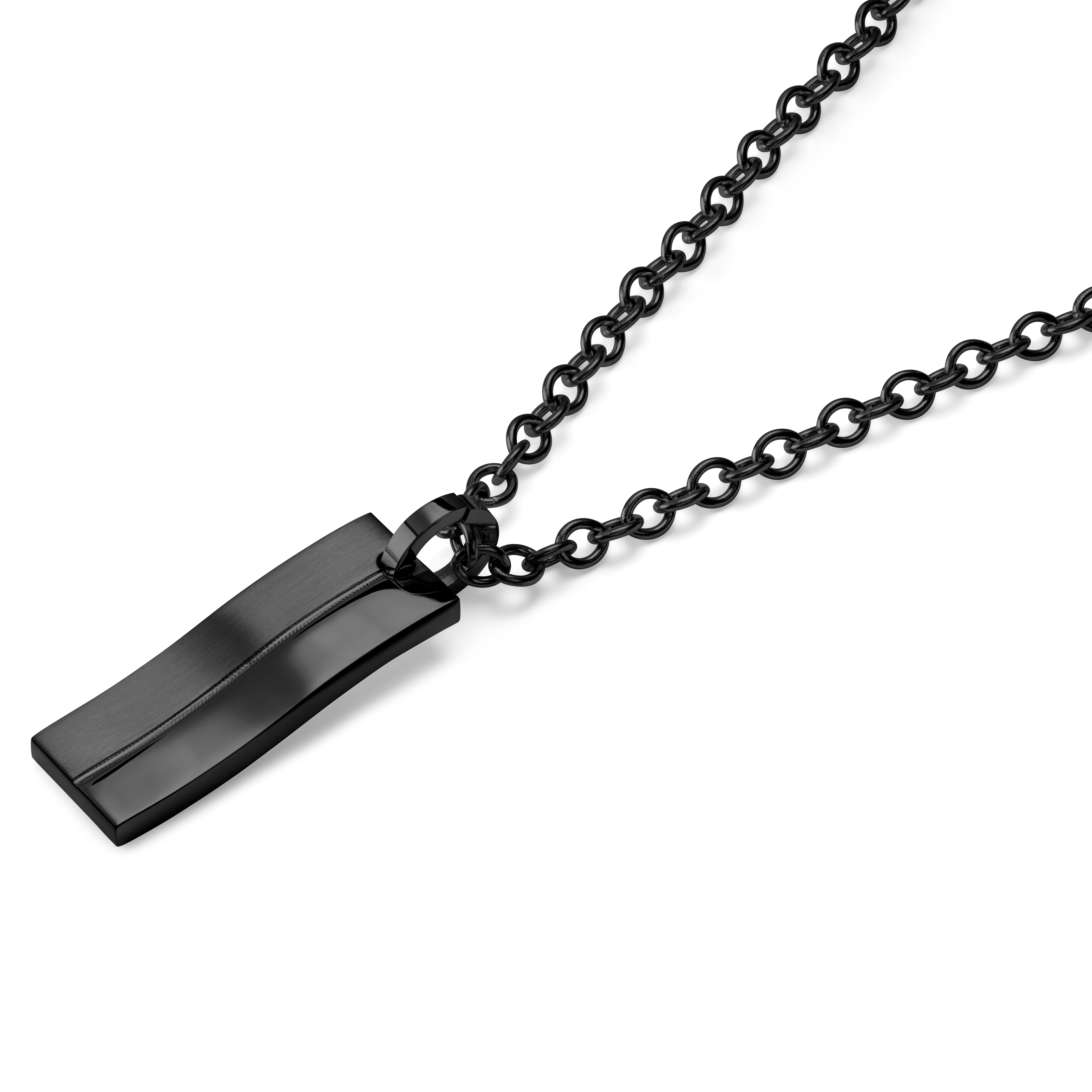 Élégant collier en acier couleur gunmetal - 3