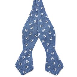 Light Blue Anchor Cotton Self-Tie Bow Tie