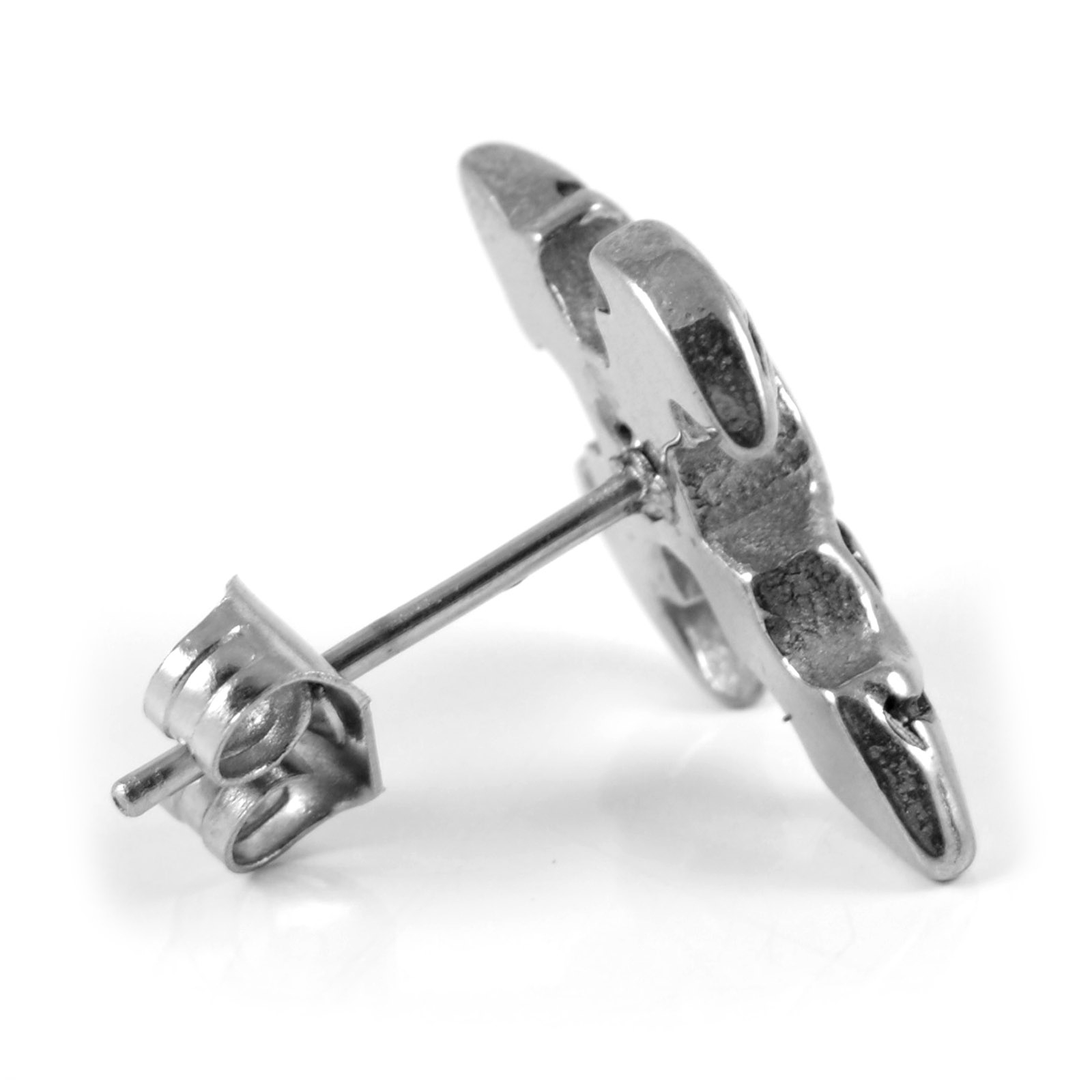 Sentio | Silver-Tone and Black Stainless Steel Sword Stud Earring - 4