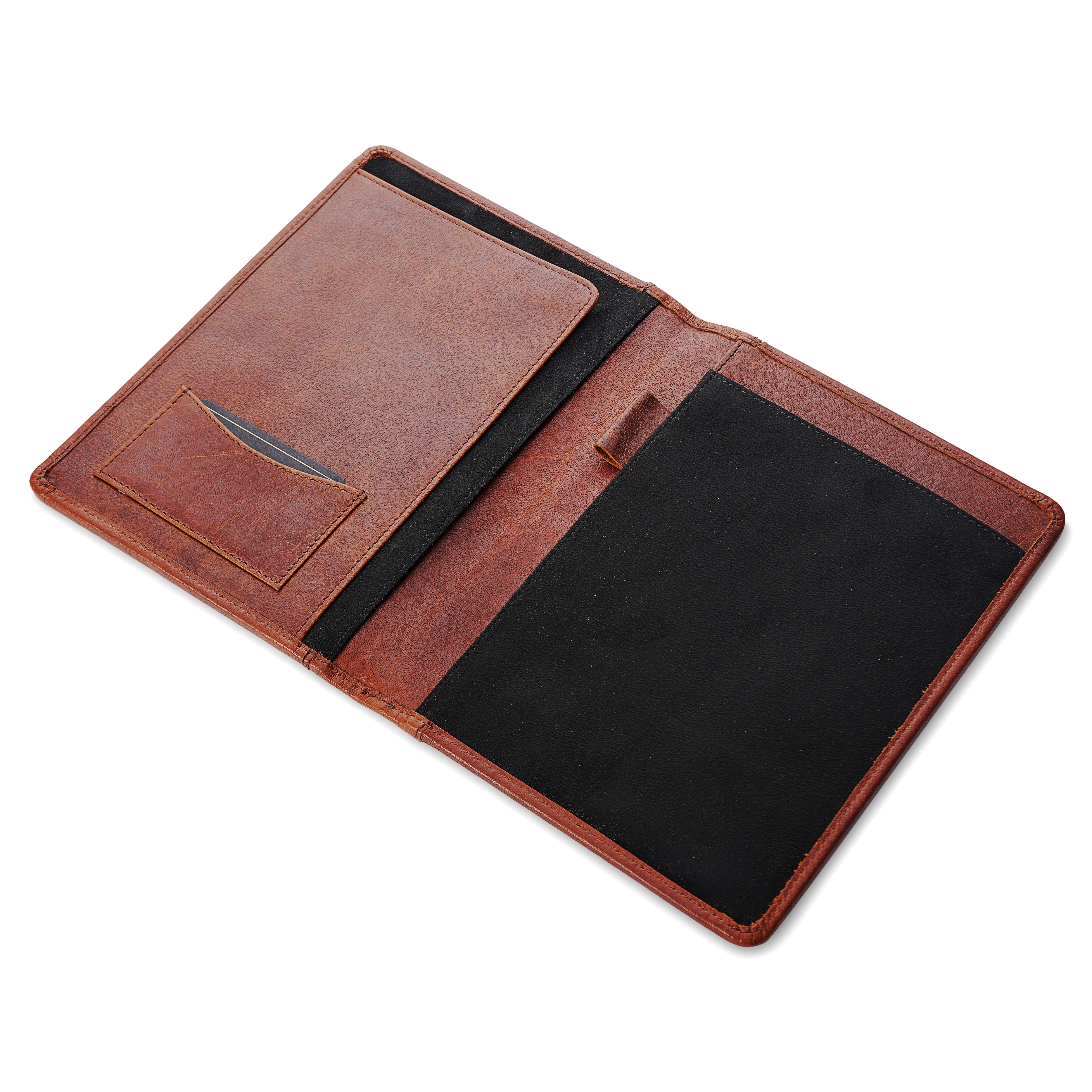 Hellbraunes nachfüllbares Büffelleder Notizbuch und Journal Cover mit Kartenhalter




 - 4