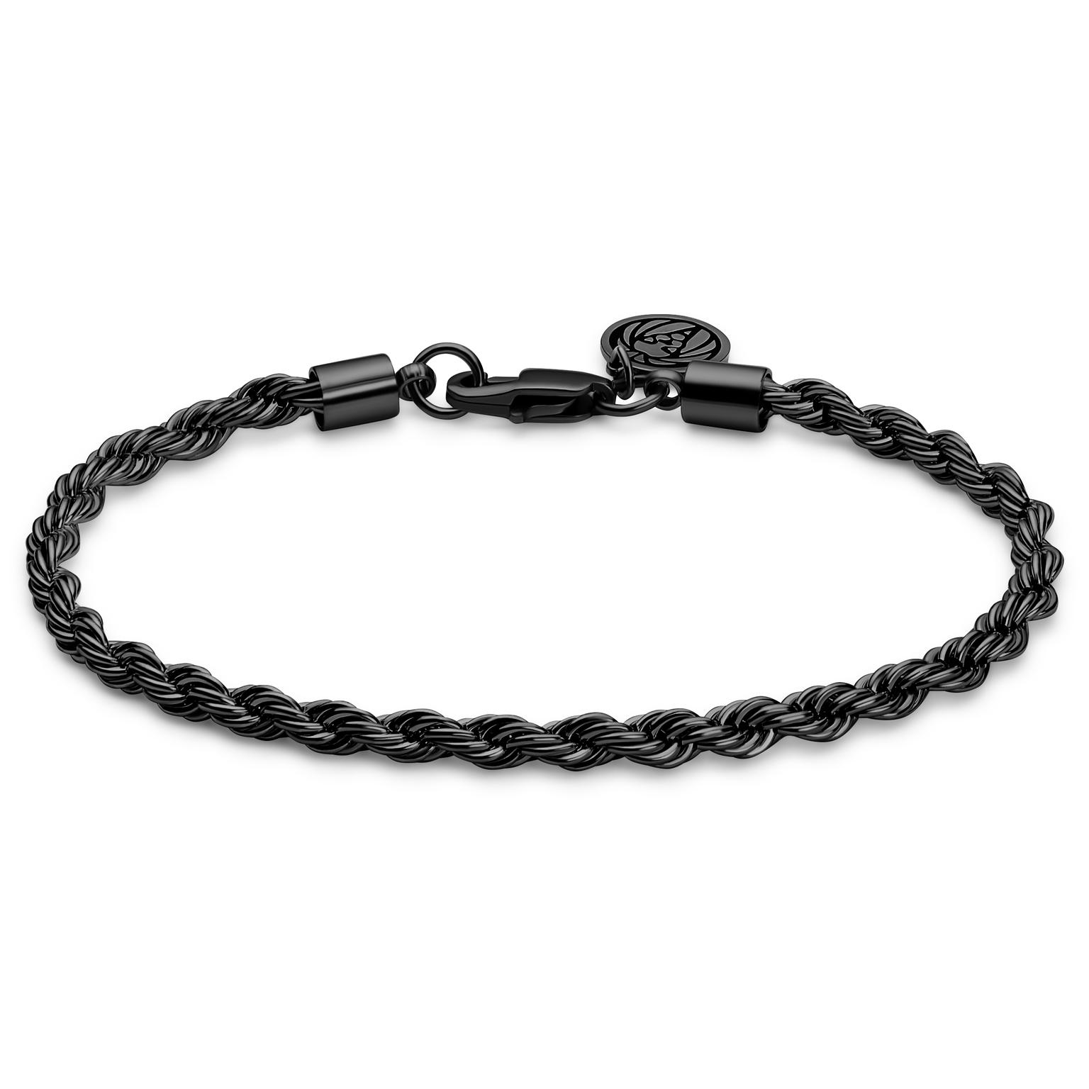 Essentials| 4 mm metallsort taumønstret kjedearmbånd Essentials| 4 mm metallsort taumønstret kjedearmbånd