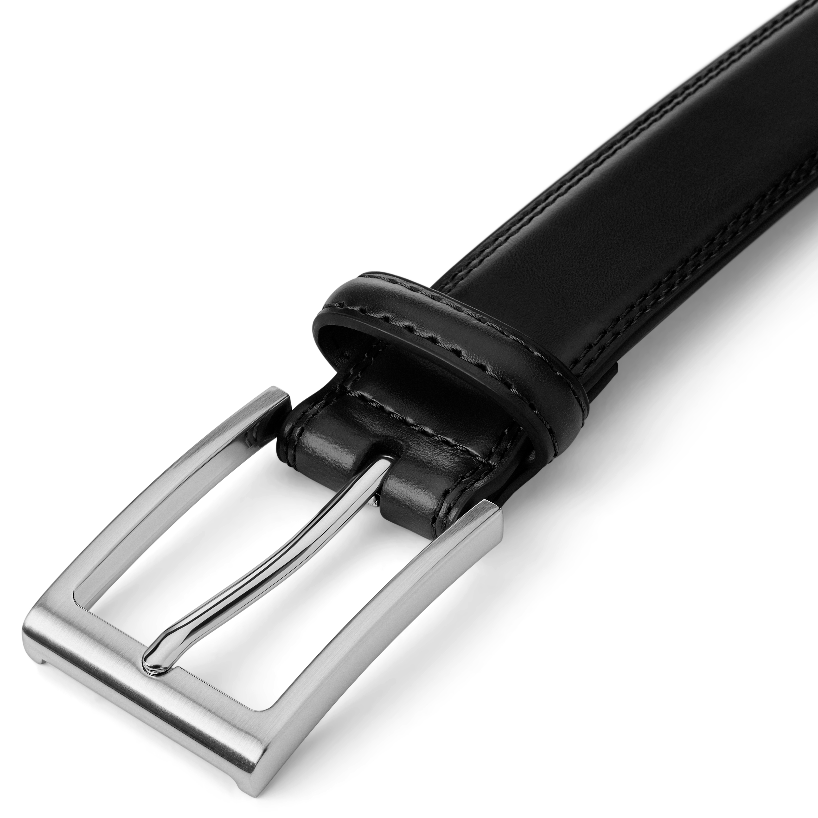 Black Glossy Faux Leather Belt - 4