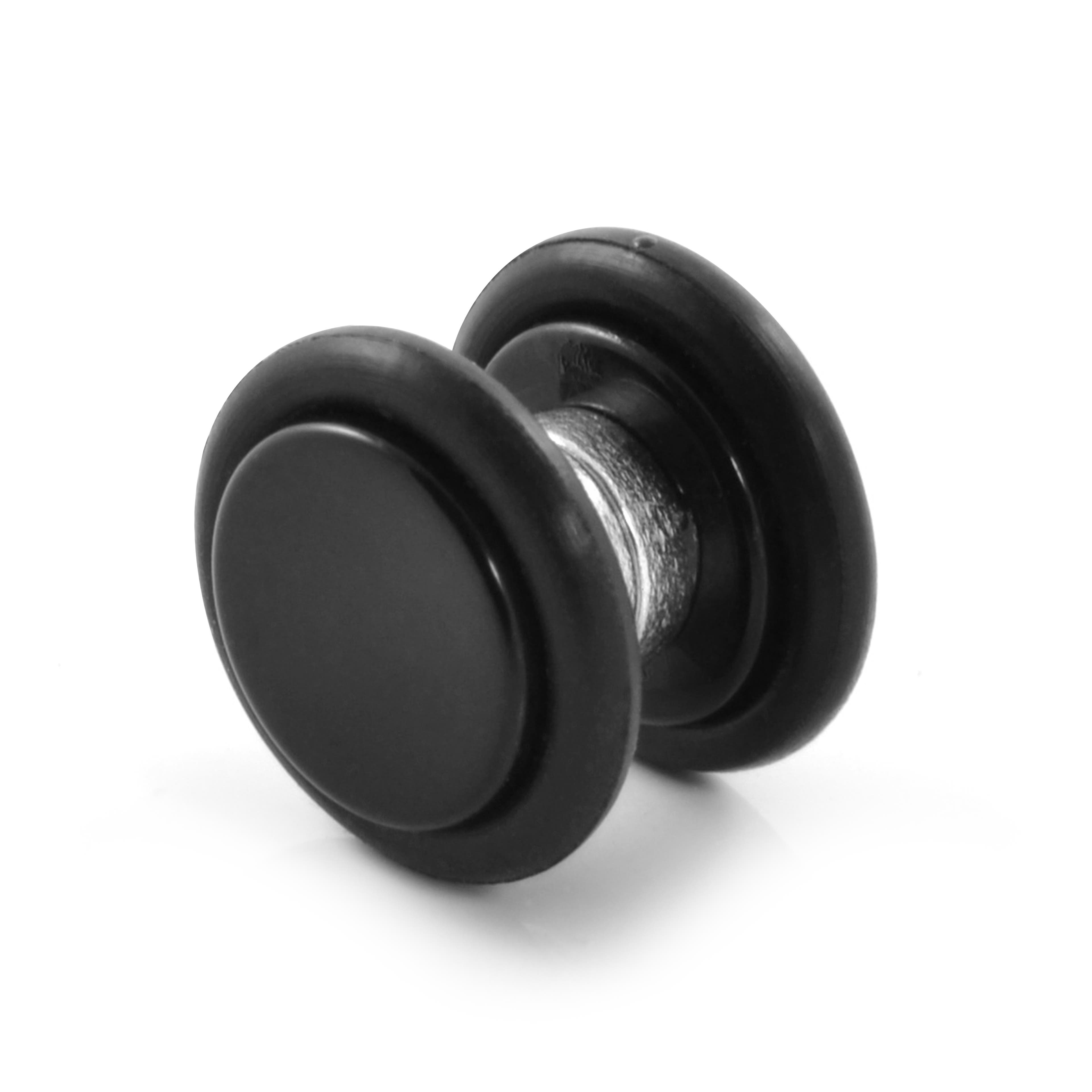 Boucle d'oreille magnétique noire & caoutchouc 8mm  