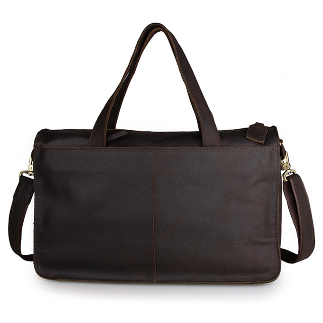 Brown Dual Pouch Leather Satchel - 2