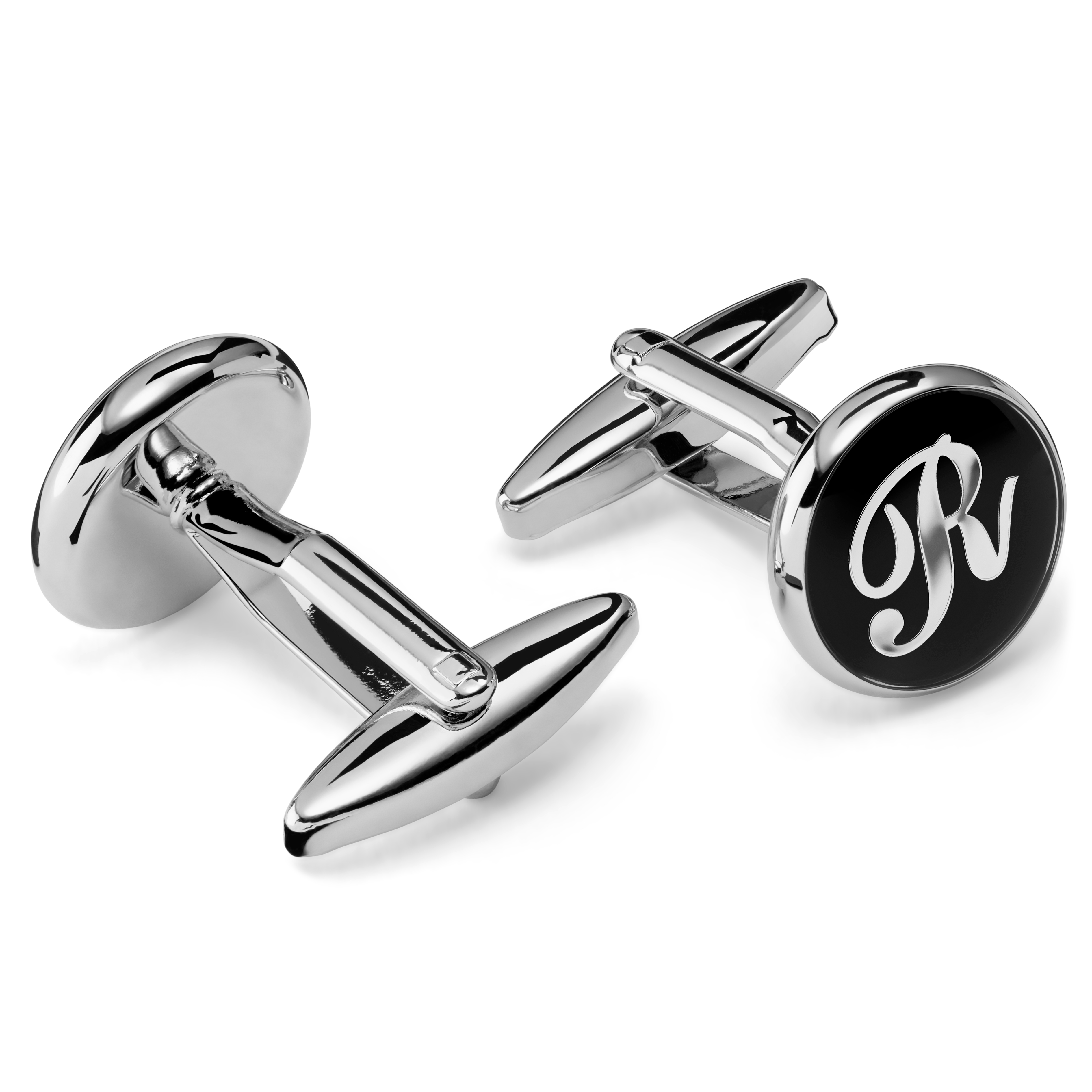 Round Letter R Initial Cufflinks  - 2